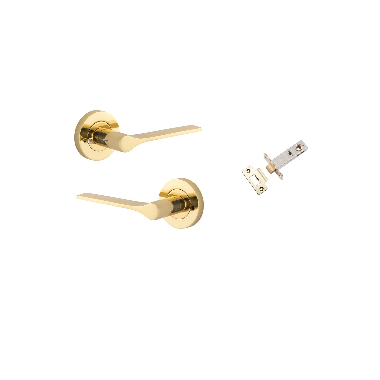 Como Lever on Rose Polished Brass Inbuilt Privacy Kit