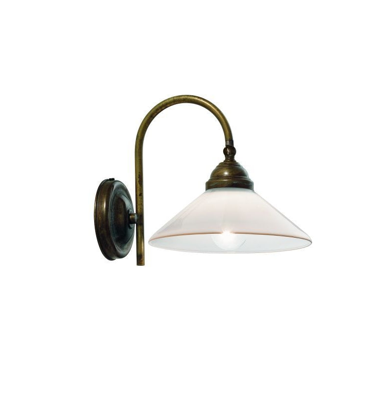 Country Brass and Venetian Straight Glass Gooseneck Wall Light
