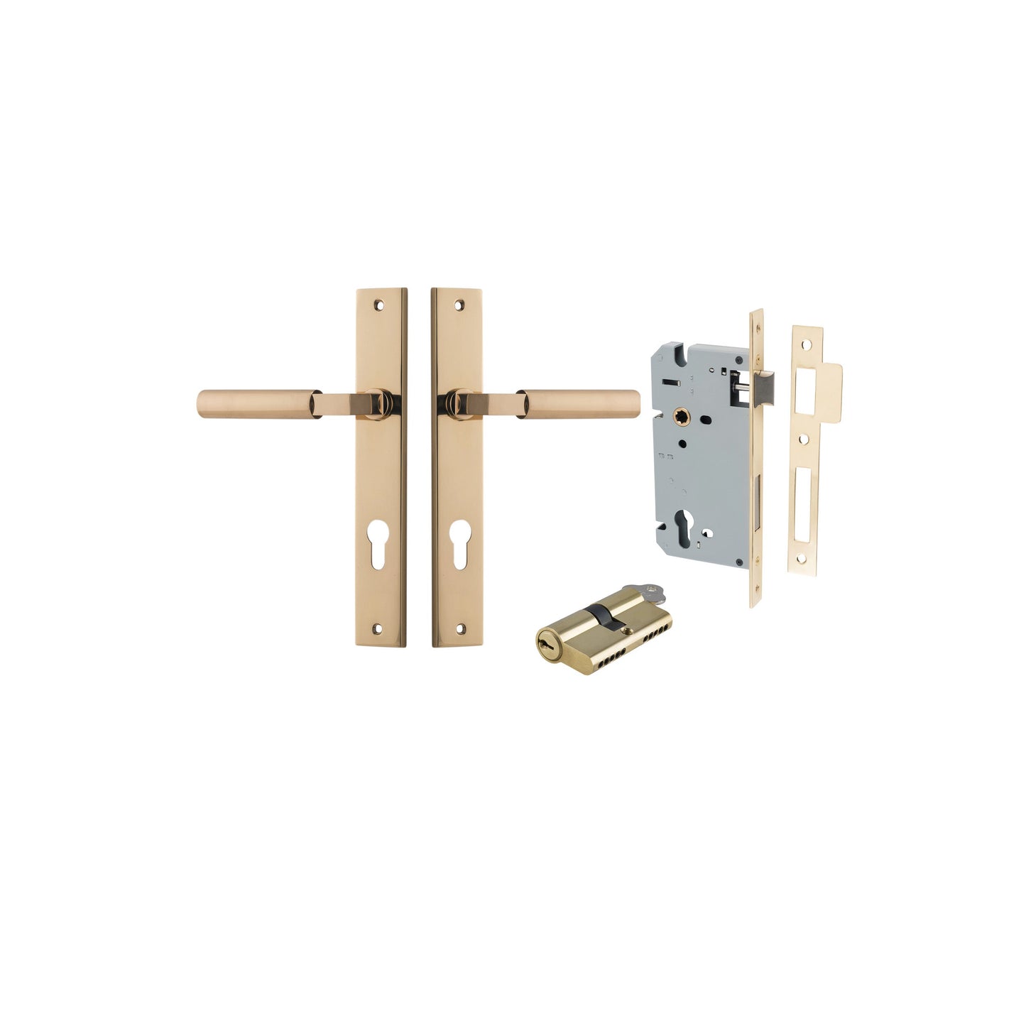 Berlin Lever Rectangular Polished Brass Entrance Kit - Key/Key