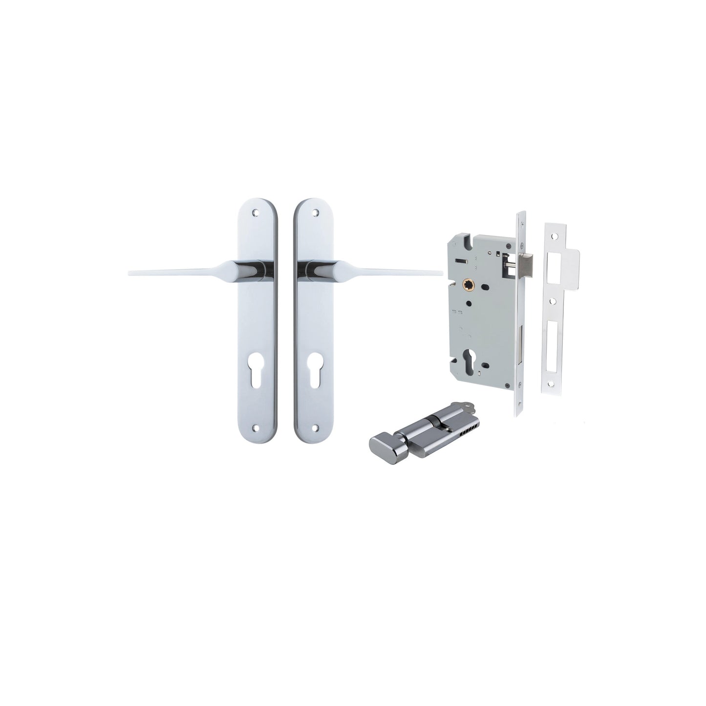 Como Lever Oval Polished Chrome Entrance Kit - Key/Thumb Turn