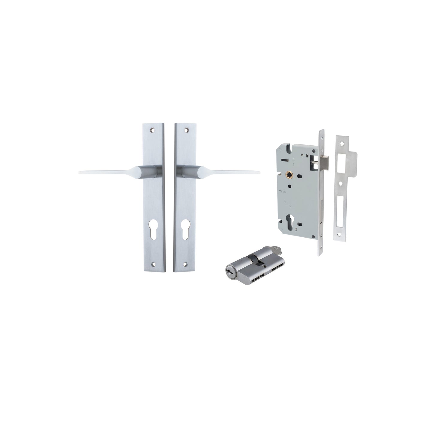 Como Lever Rectangular Brushed Chrome Entrance Kit - Key/Key