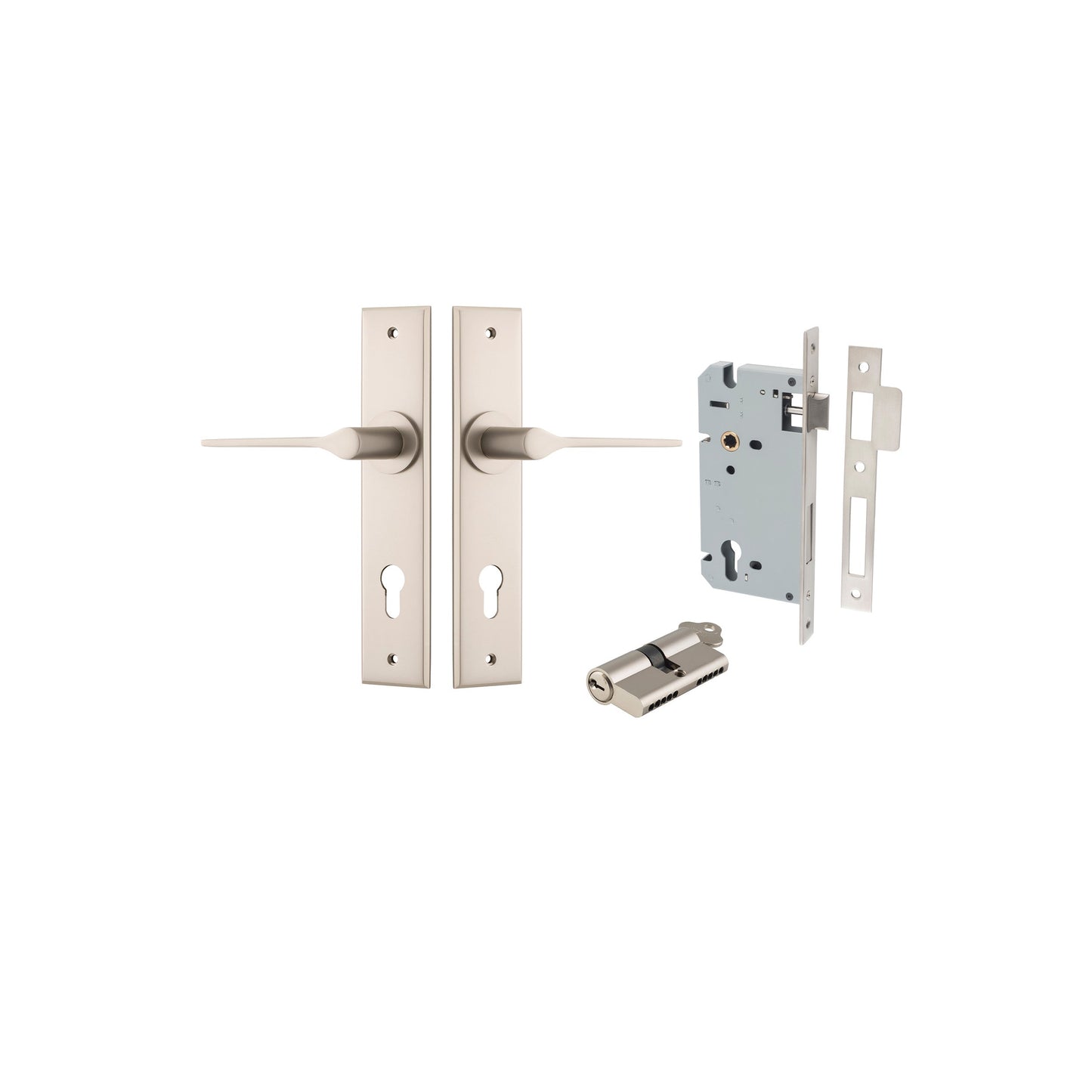 Como Lever Chamfered Satin Nickel Entrance Kit - Key/Key