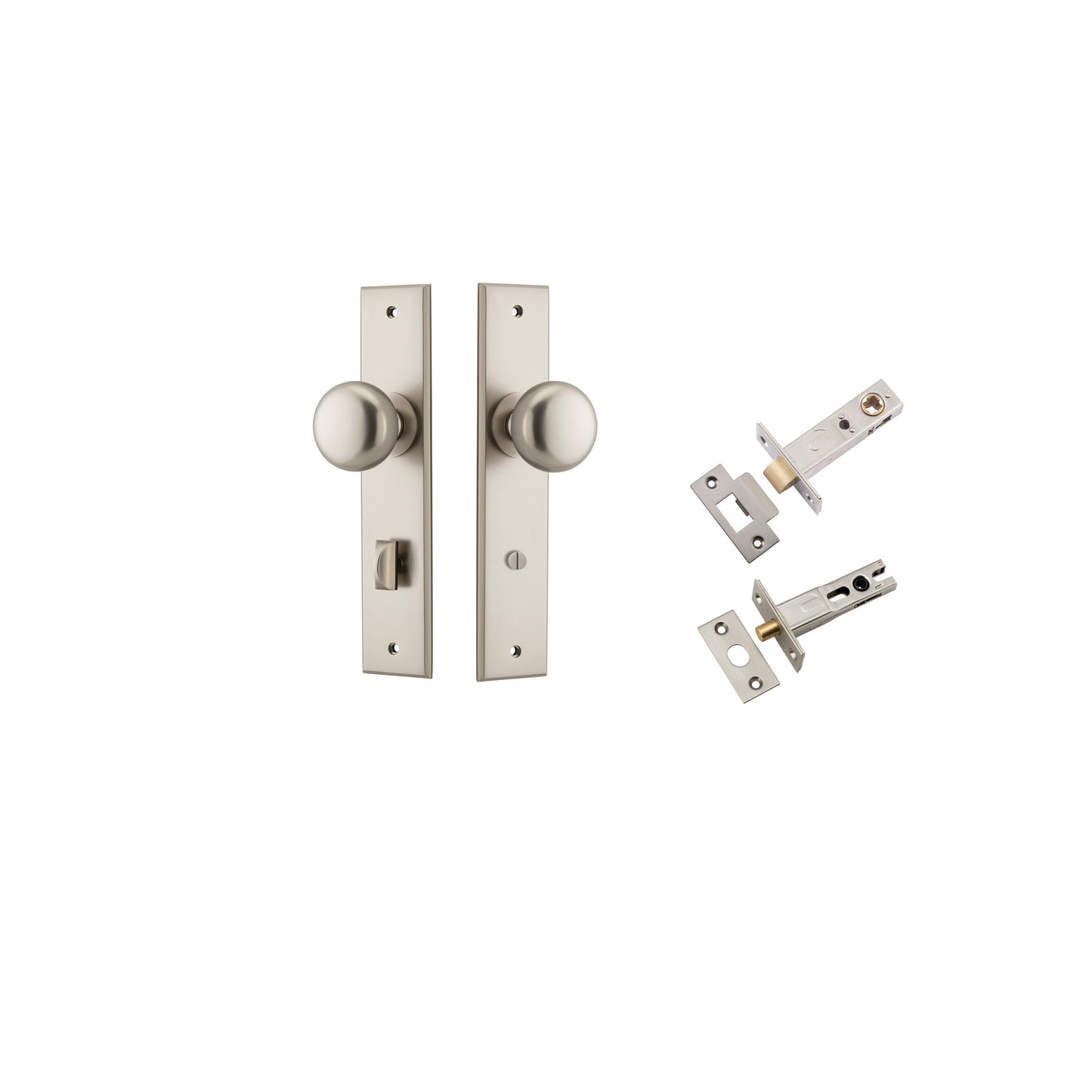Cambridge Knob Chamfered Satin Nickel Privacy Kit