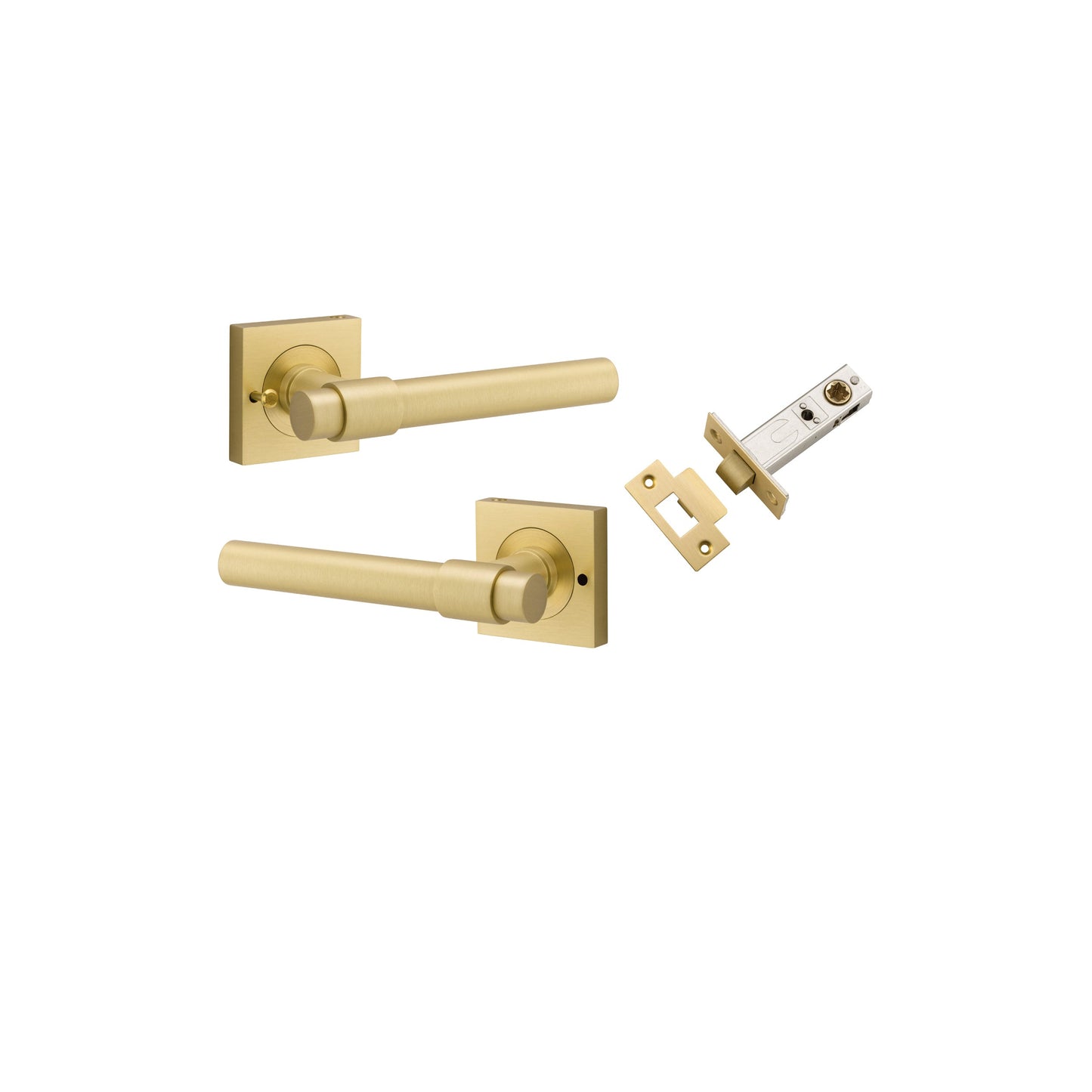Helsinki Lever on Square Rose Brushed Gold PVD Inbuilt Privacy Kit