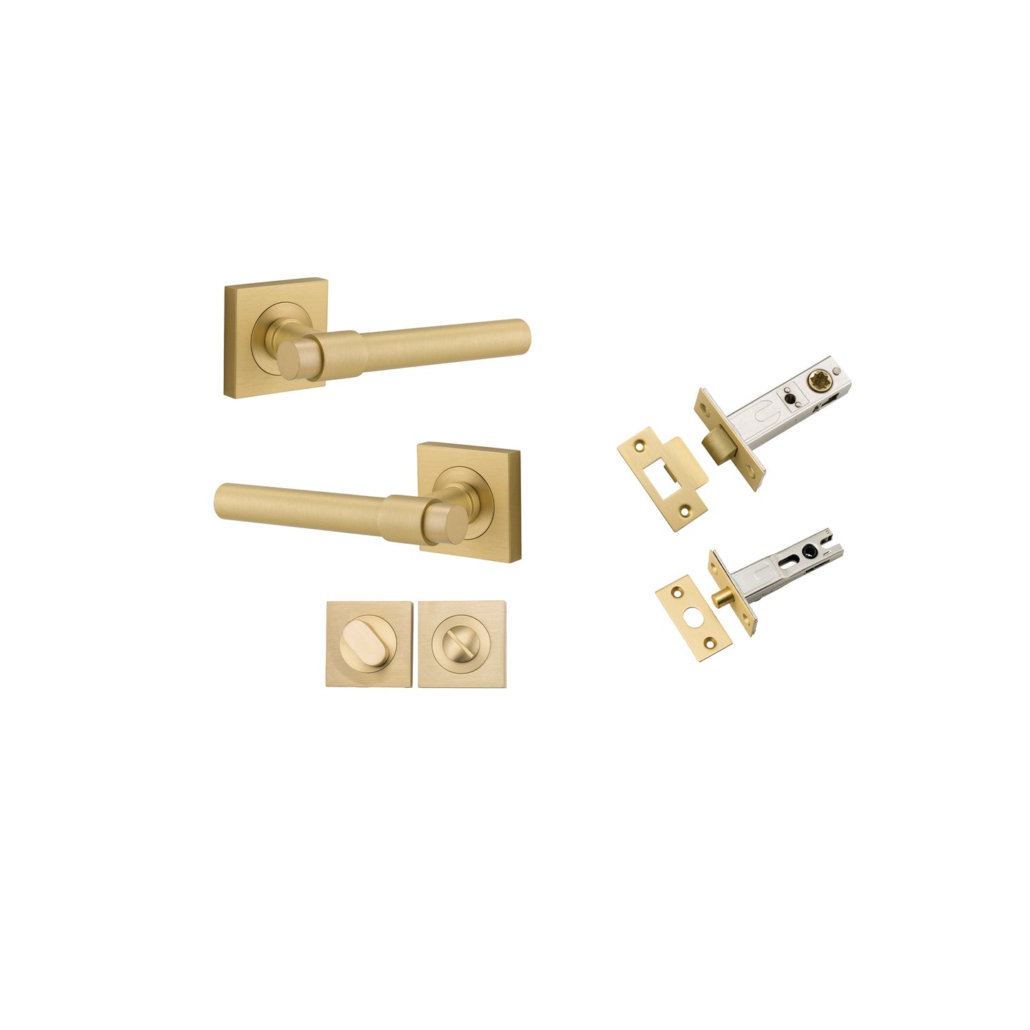 Helsinki Lever on Square Rose Brushed Gold PVD Privacy Kit