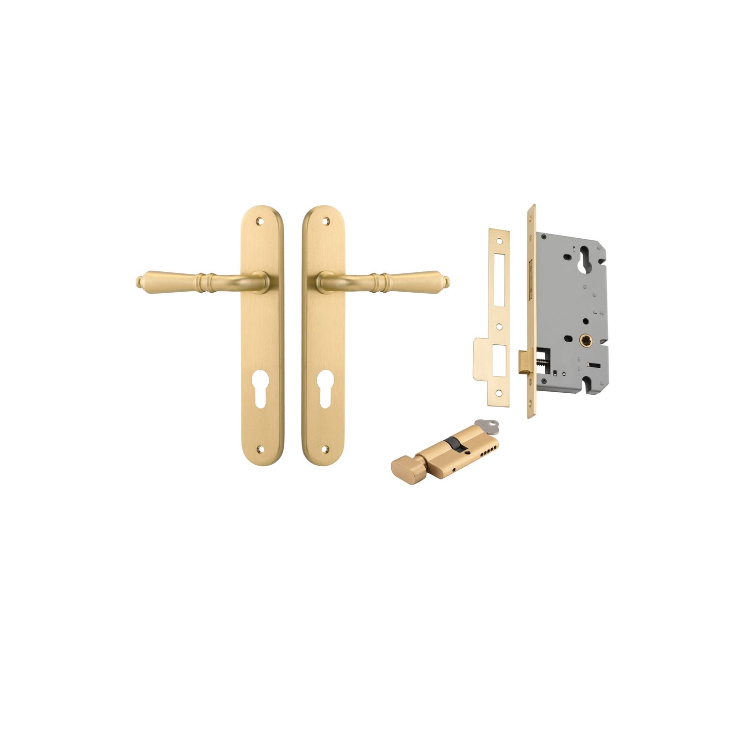Sarlat Lever Oval Brushed Gold PVD Entrance Kit - Key/Thumb Turn