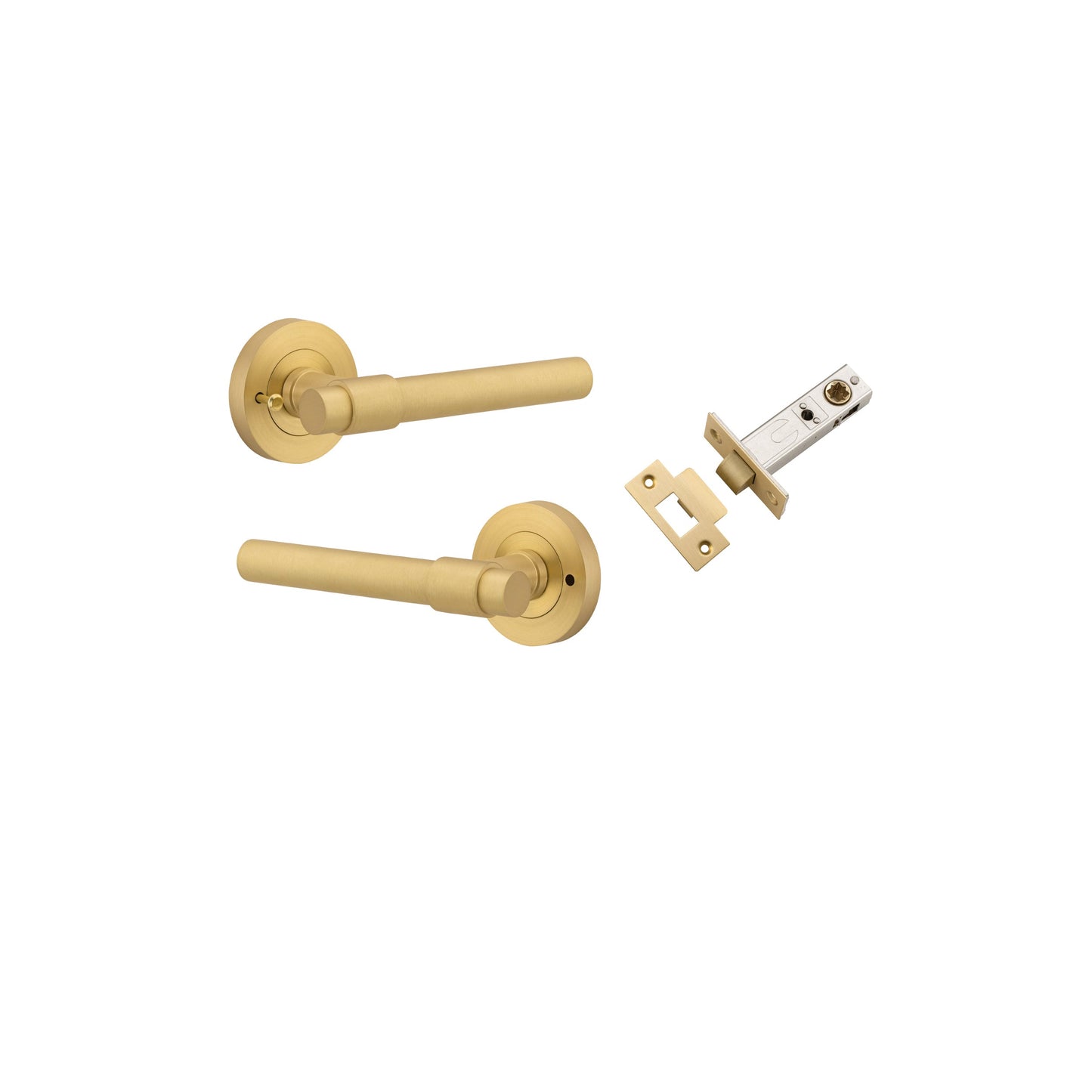 Helsinki Lever on Rose Brushed Gold PVD Inbuilt Privacy Kit