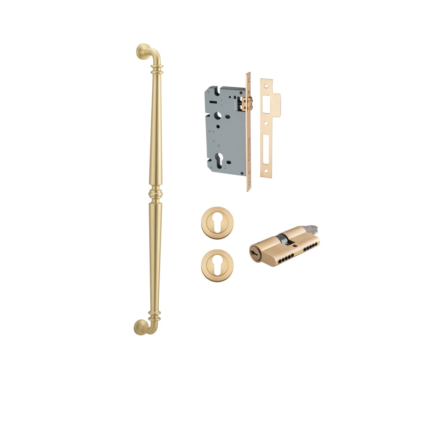 Sarlat Pull Handle Brushed Gold PVD 600mm Entrance Kit - Key/Key