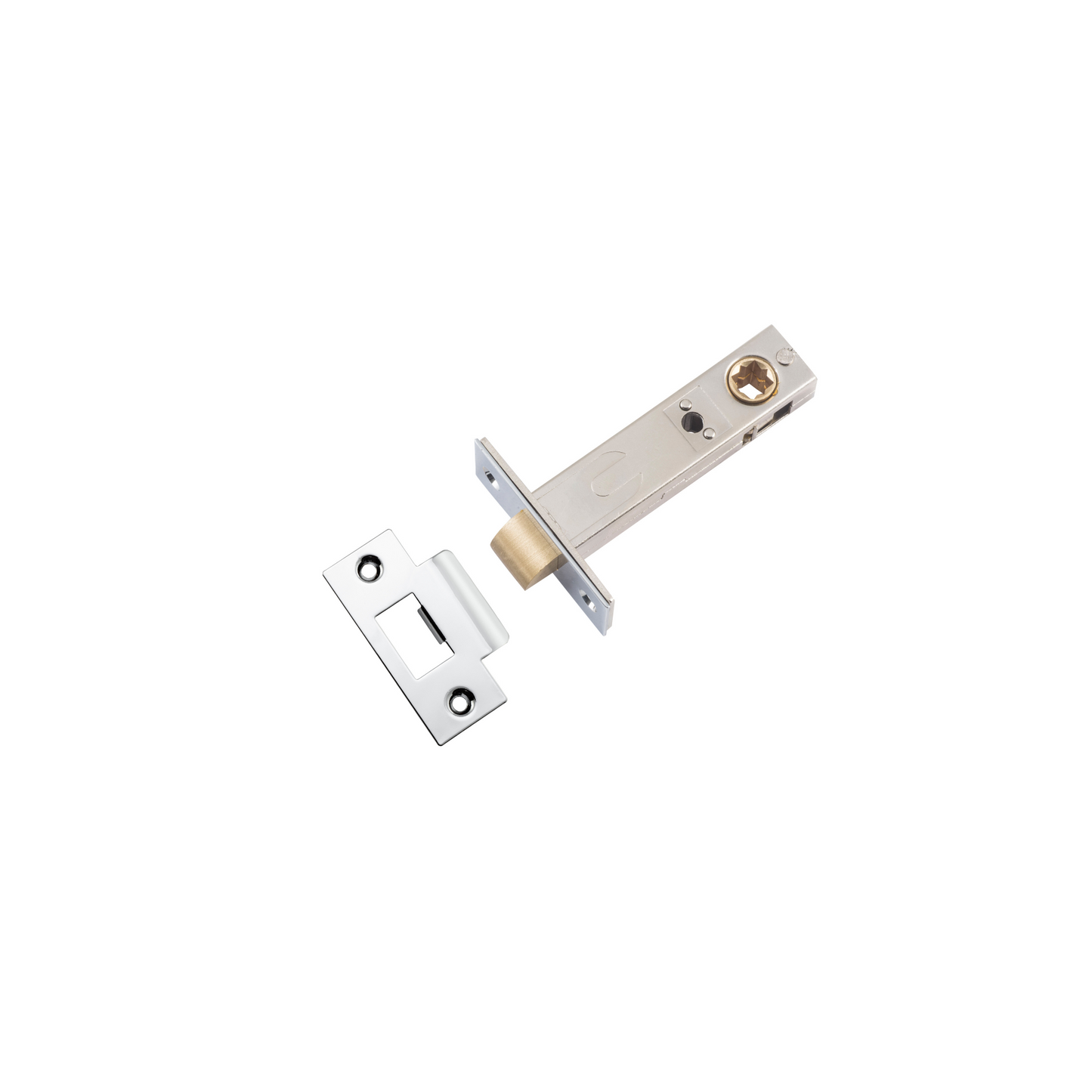 Tube Latch - Split Cam Hard Sprung 'T' Striker Polished Chrome 70mm