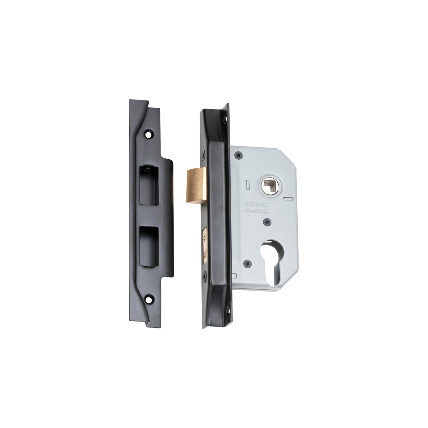 Rebated Euro Mortice Lock Matt Black 46mm