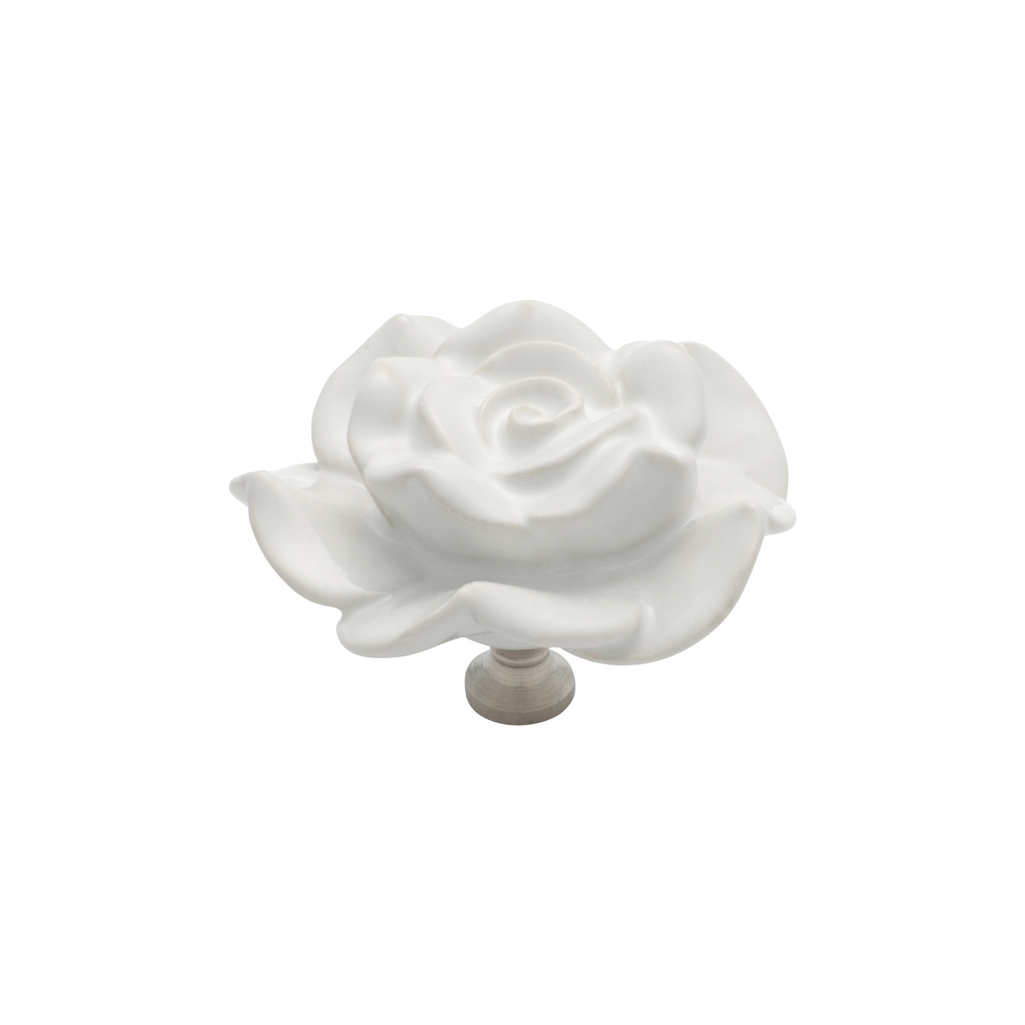 Flower Knob Ceramic White/Polished Chrome 60mm