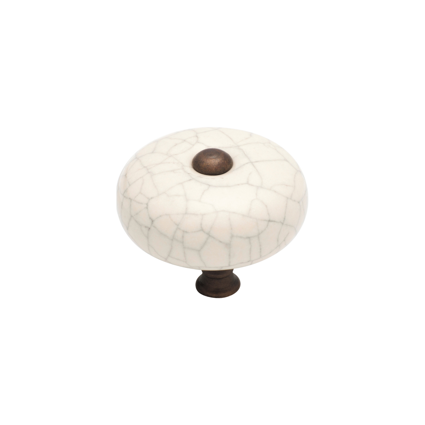 Porcelain Knob Crazed Ivory/Antique Brass 38mm
