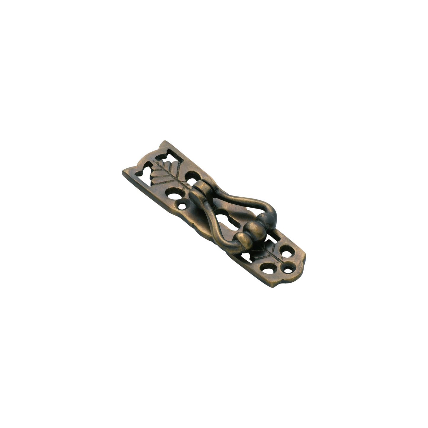 Pedestal Handle - Maple Leaf with Keyhole Antique Brass