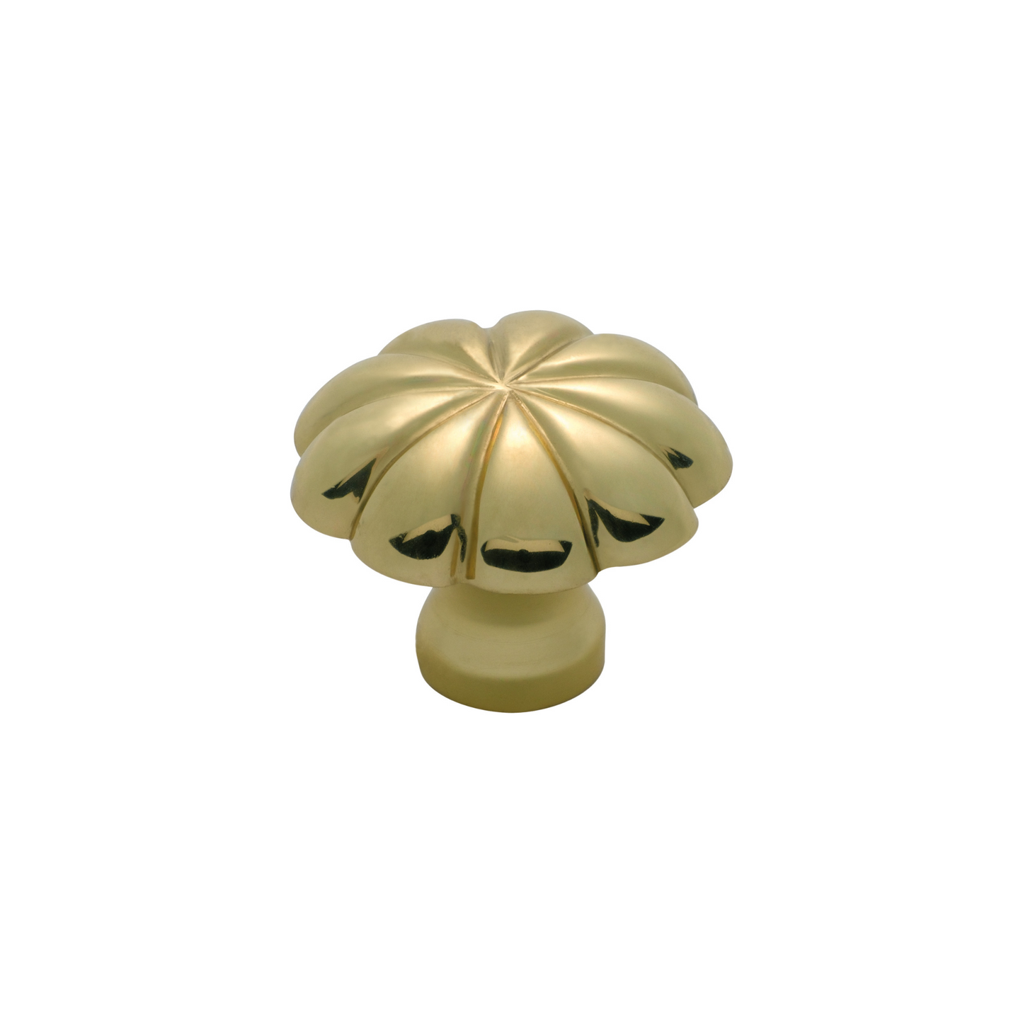 Cupboard Knob Fluted Polished Brass 35mm