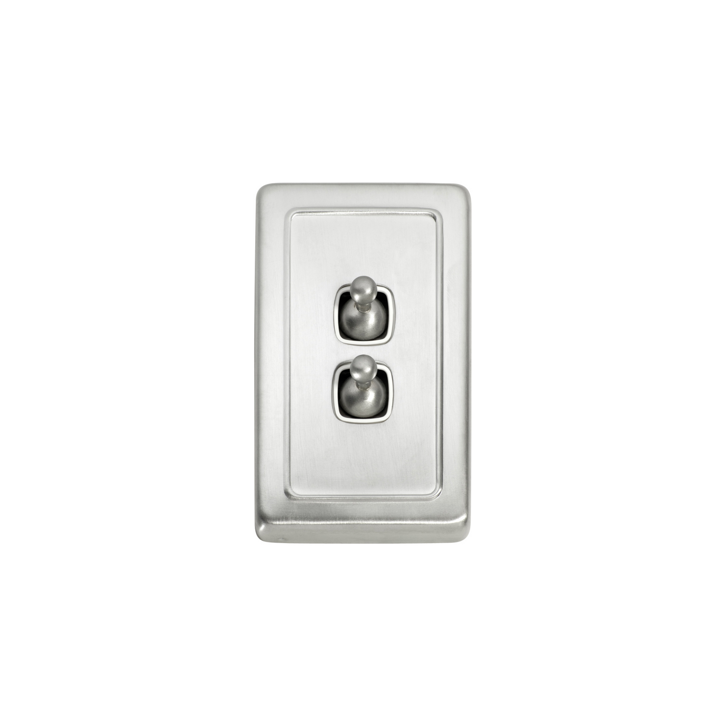 Switch - Toggle 2 Gang Satin Chrome/White