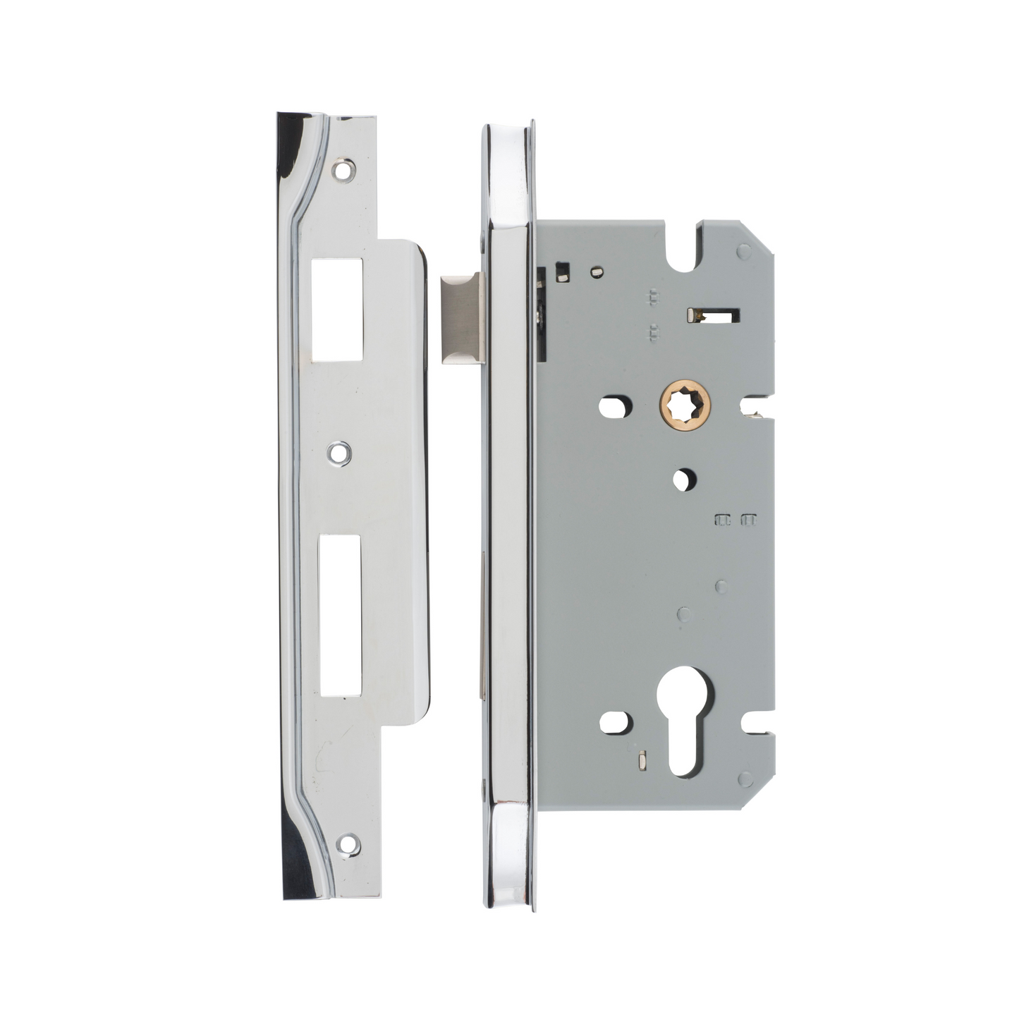 85mm Euro Lock Rebated Polished Chrome 60mm