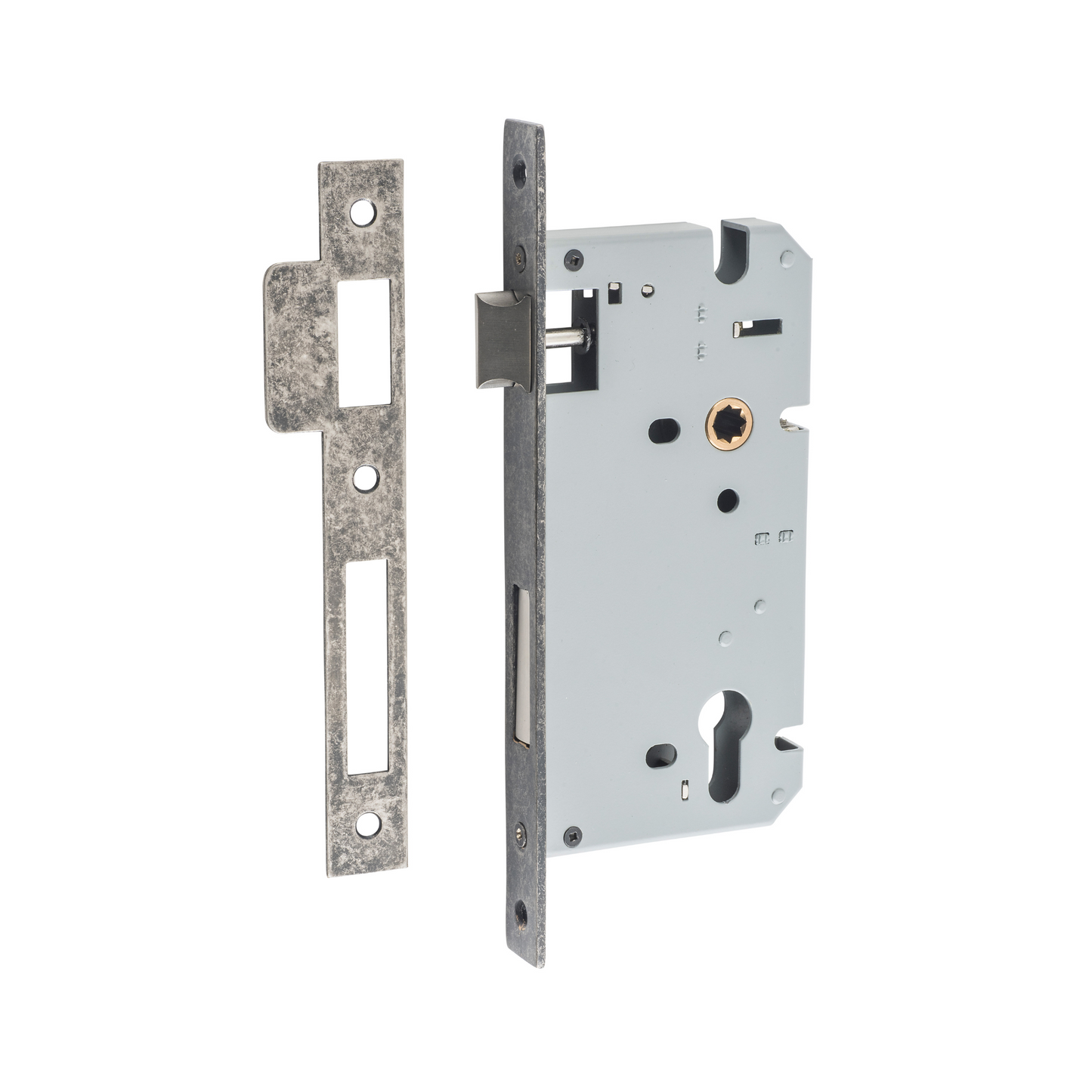 85mm Euro Lock Distressed Nickel 60mm