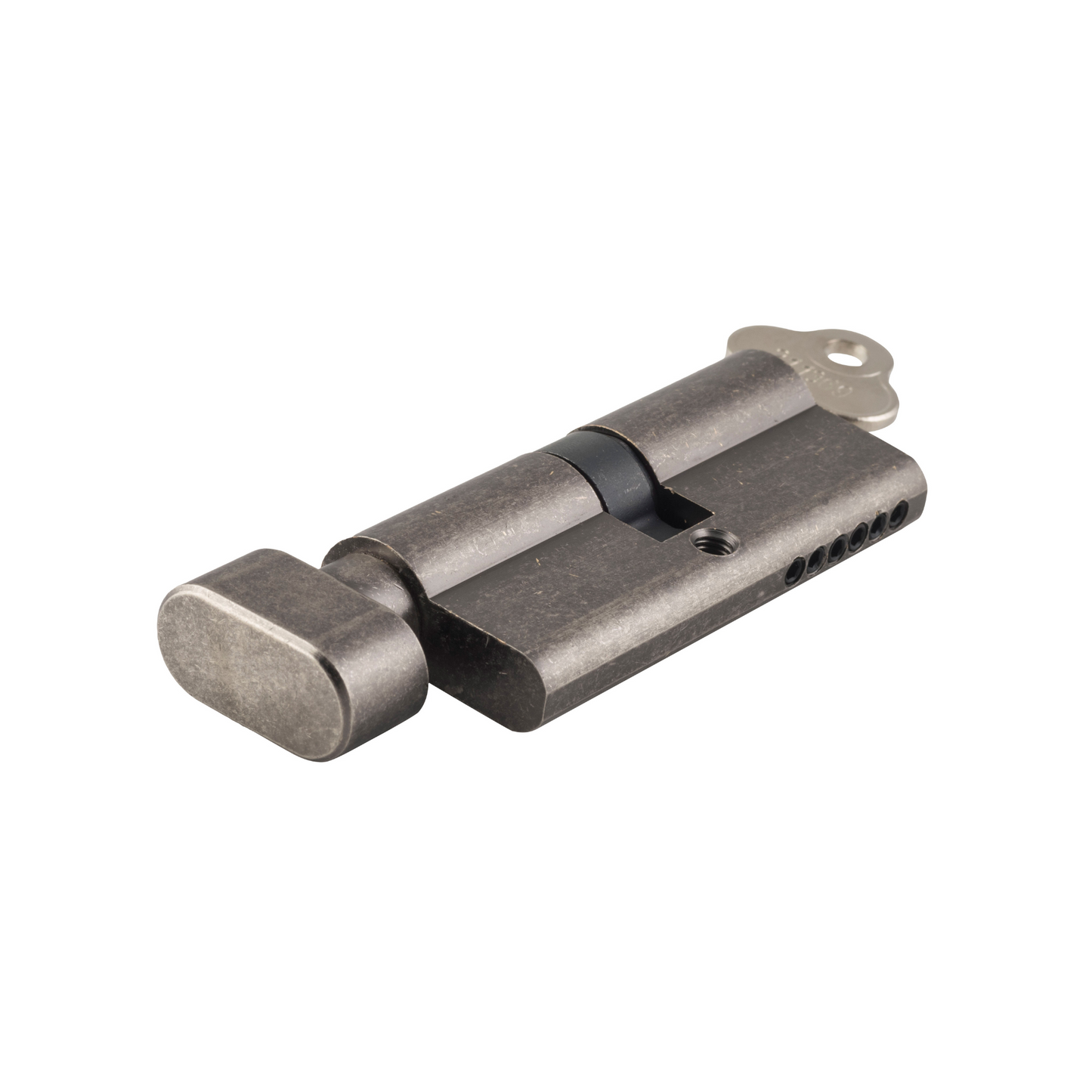 Euro Cylinder Key/Thumb Turn Distressed/Rumbled Nickel 65mm