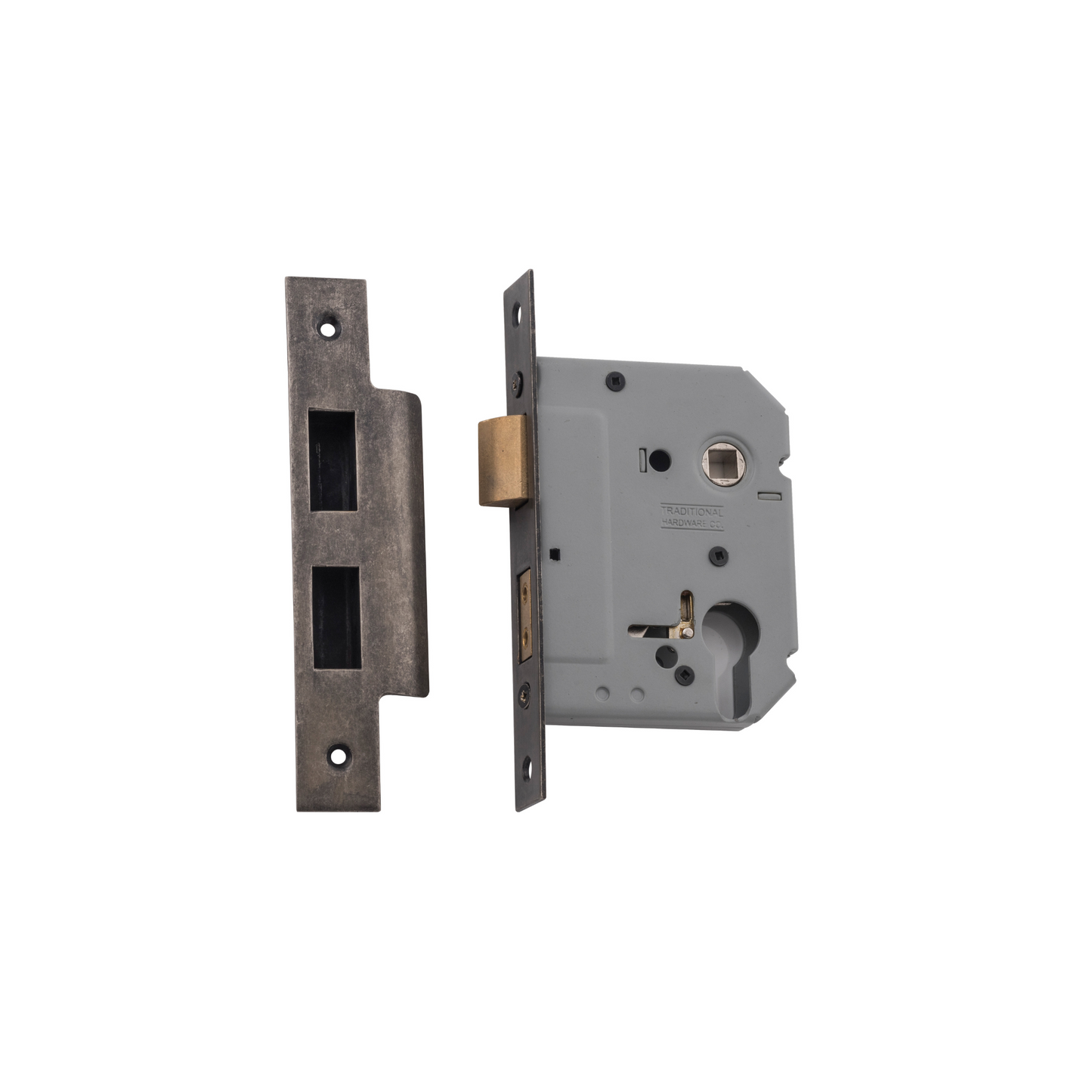 Euro Mortice Lock Rumbled Nickel 57mm