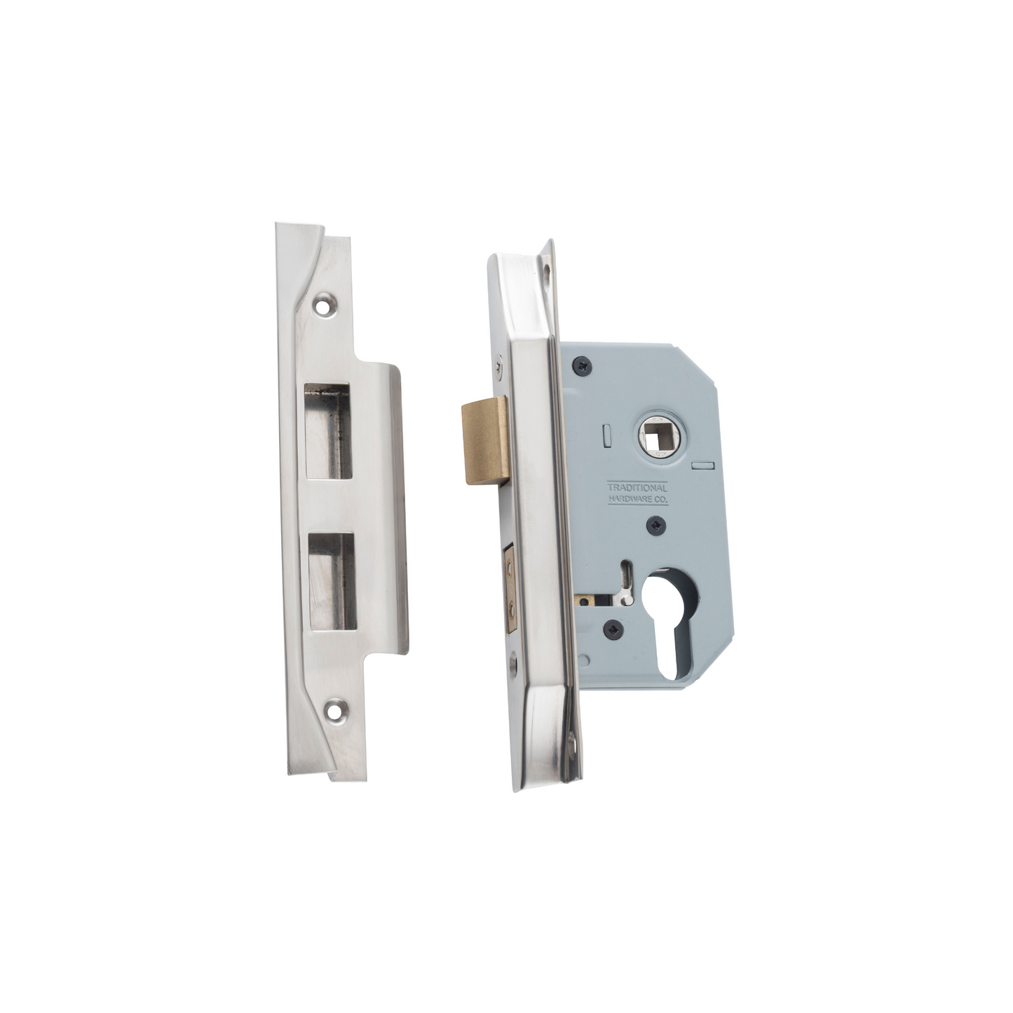Rebated Euro Mortice Lock Satin Nickel 46mm