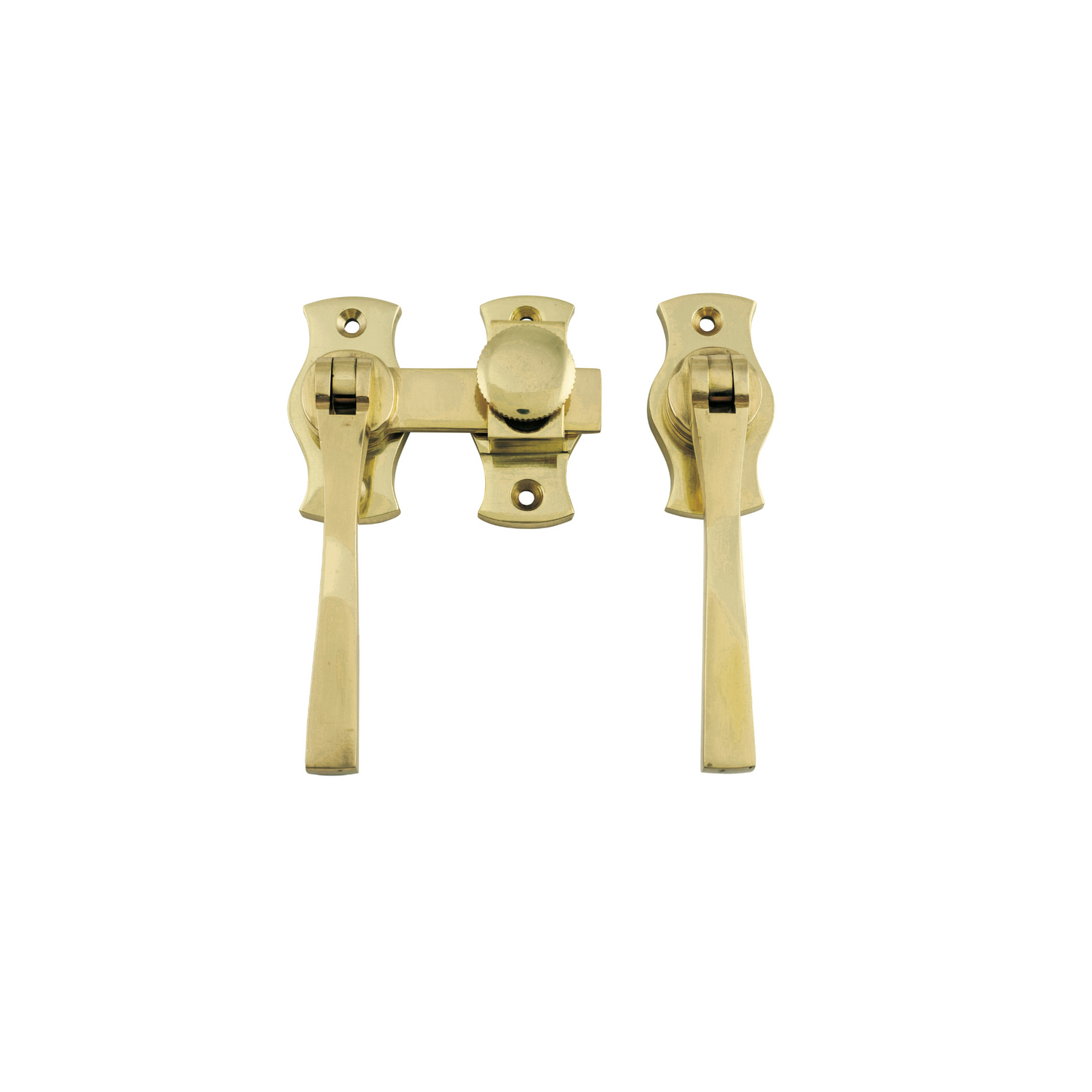 French Door Fastener - Square Polished Brass