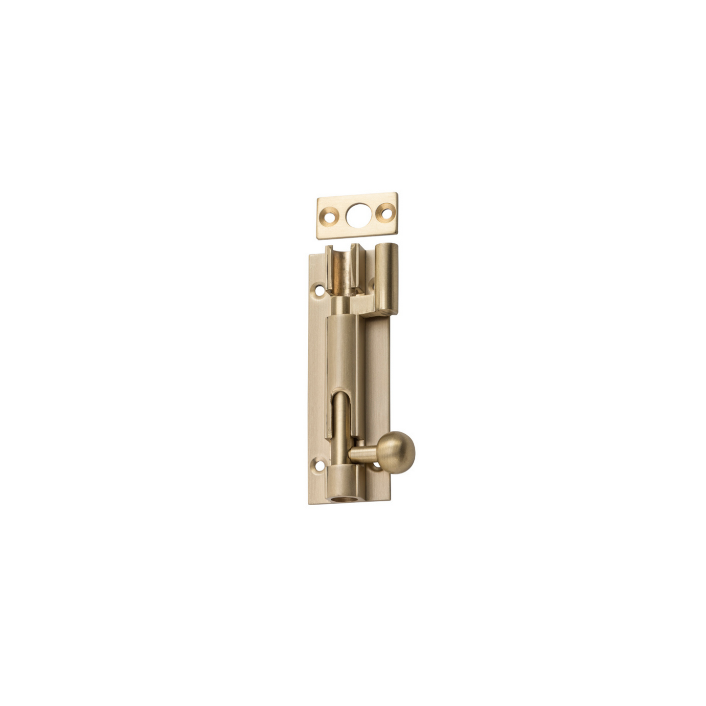 Barrel Bolt - Offset Satin Brass 75mm