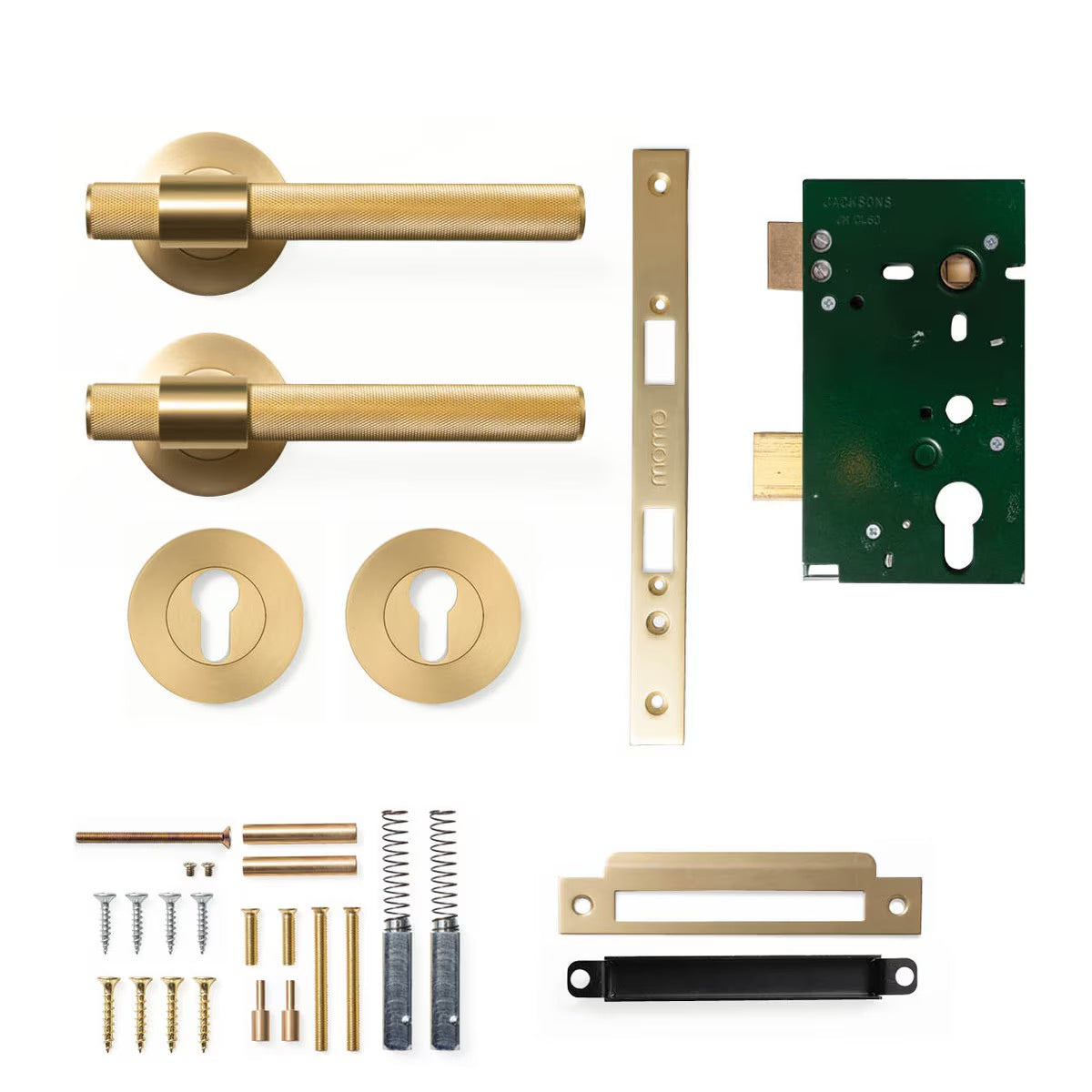 Belgravia Knurled Lever Mortice Entrance Set Brushed Satin Brass