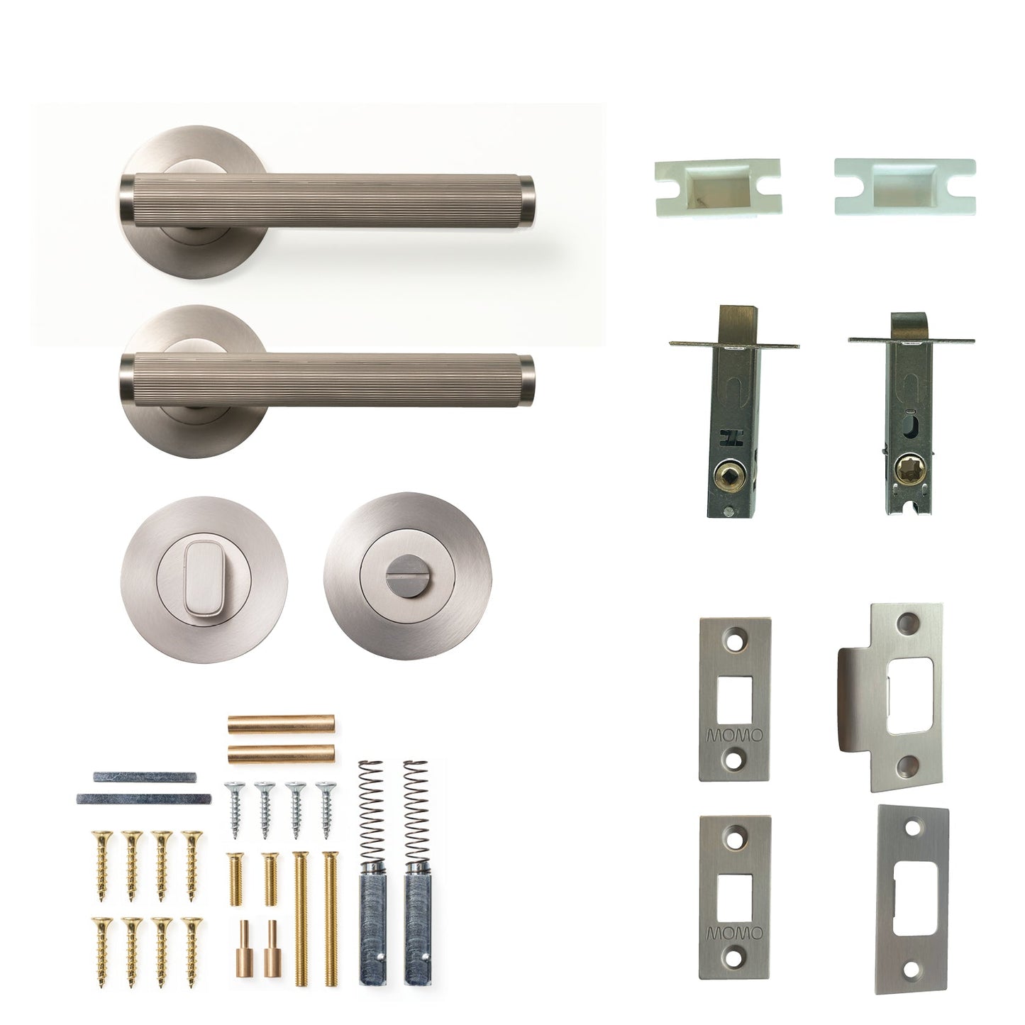 Bellevue Lined Lever Privacy Set Dull Brushed Nickel