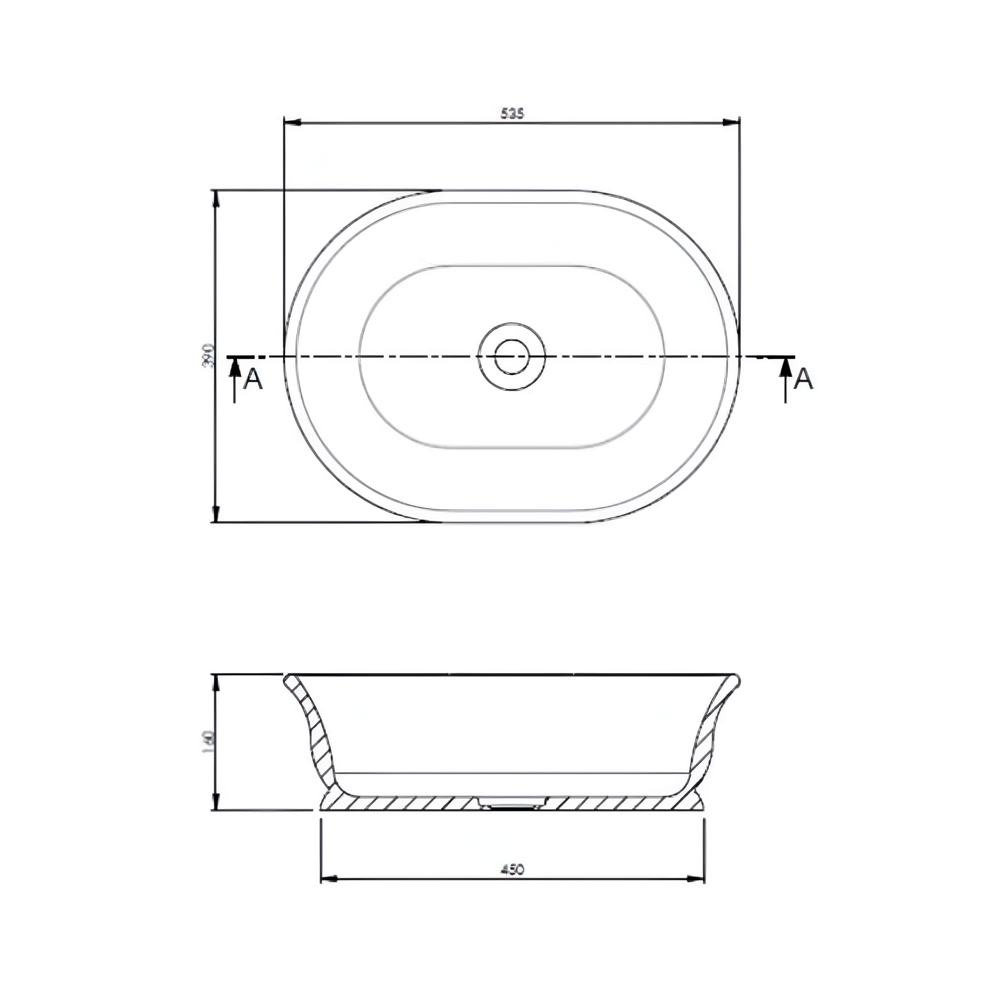 Cambridge 54 x 39 TitanCast Basin Gloss White