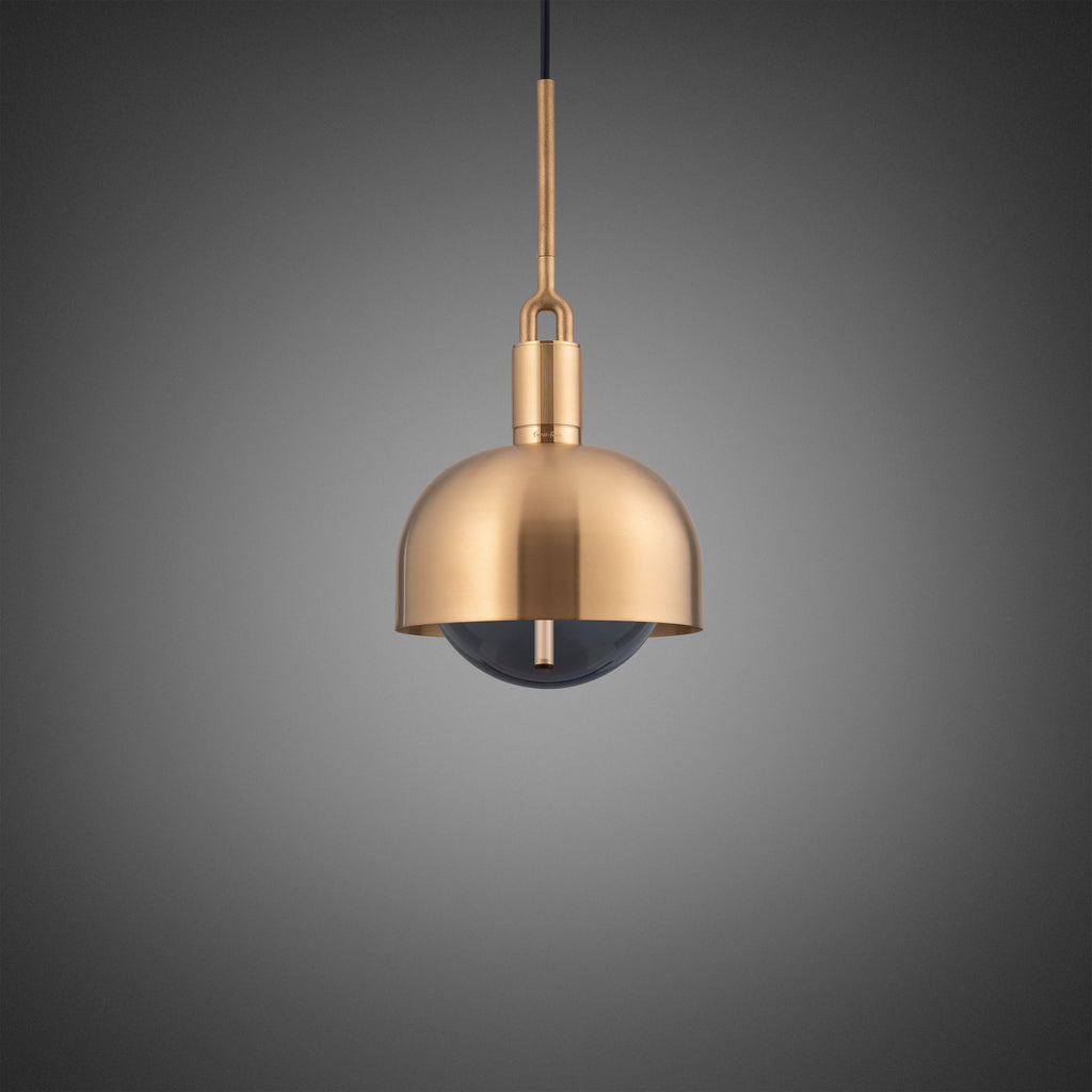 Forked Pendant / Shade / Globe / Smoked / Medium / Brass