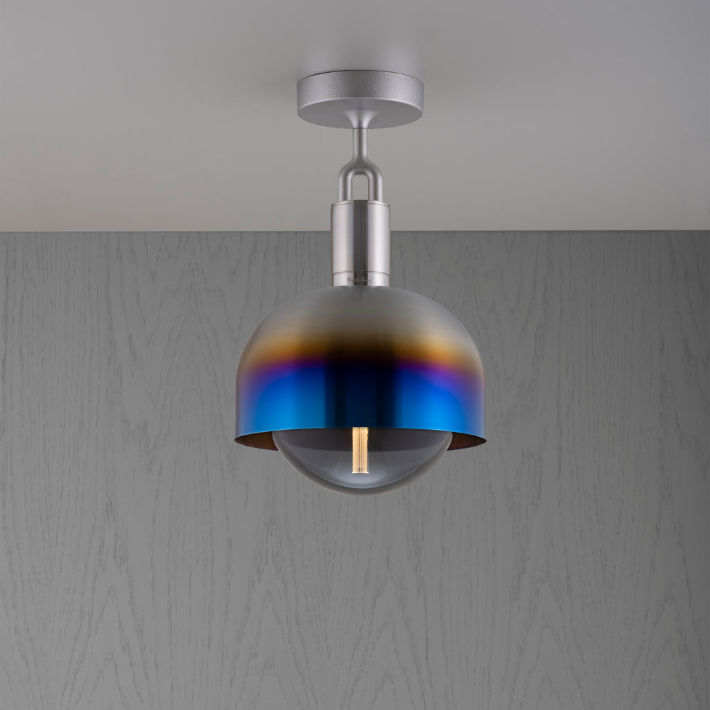 Forked Ceiling / Shade / Globe / Smoked / Medium / Burnt Steel