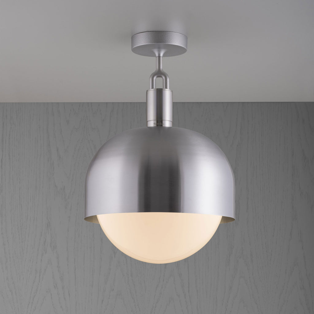 Forked Ceiling / Shade / Globe / Opal / Large / Steel