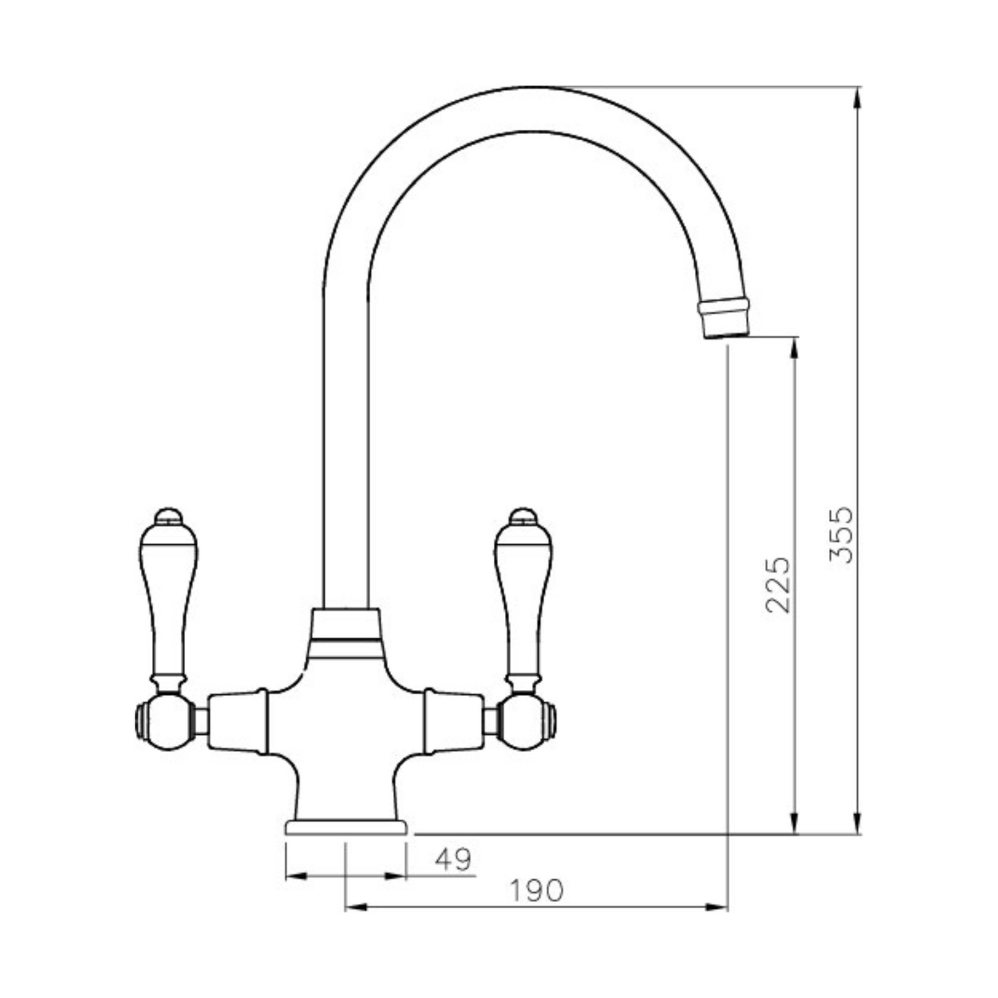 Ludlow Double Sink Mixer Brushed Brass