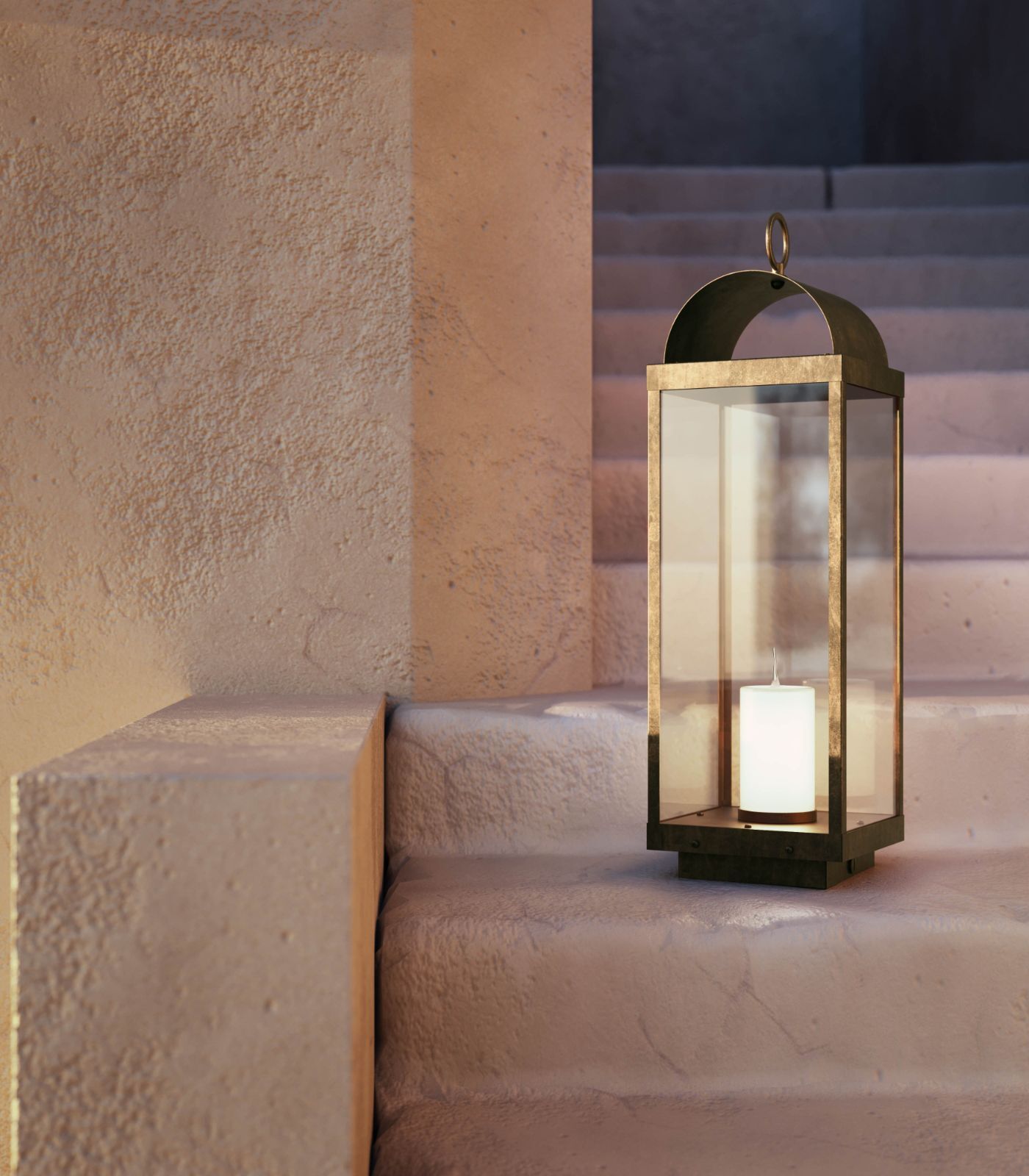 Lanterne Brass Tall Outdoor Floor Lamp