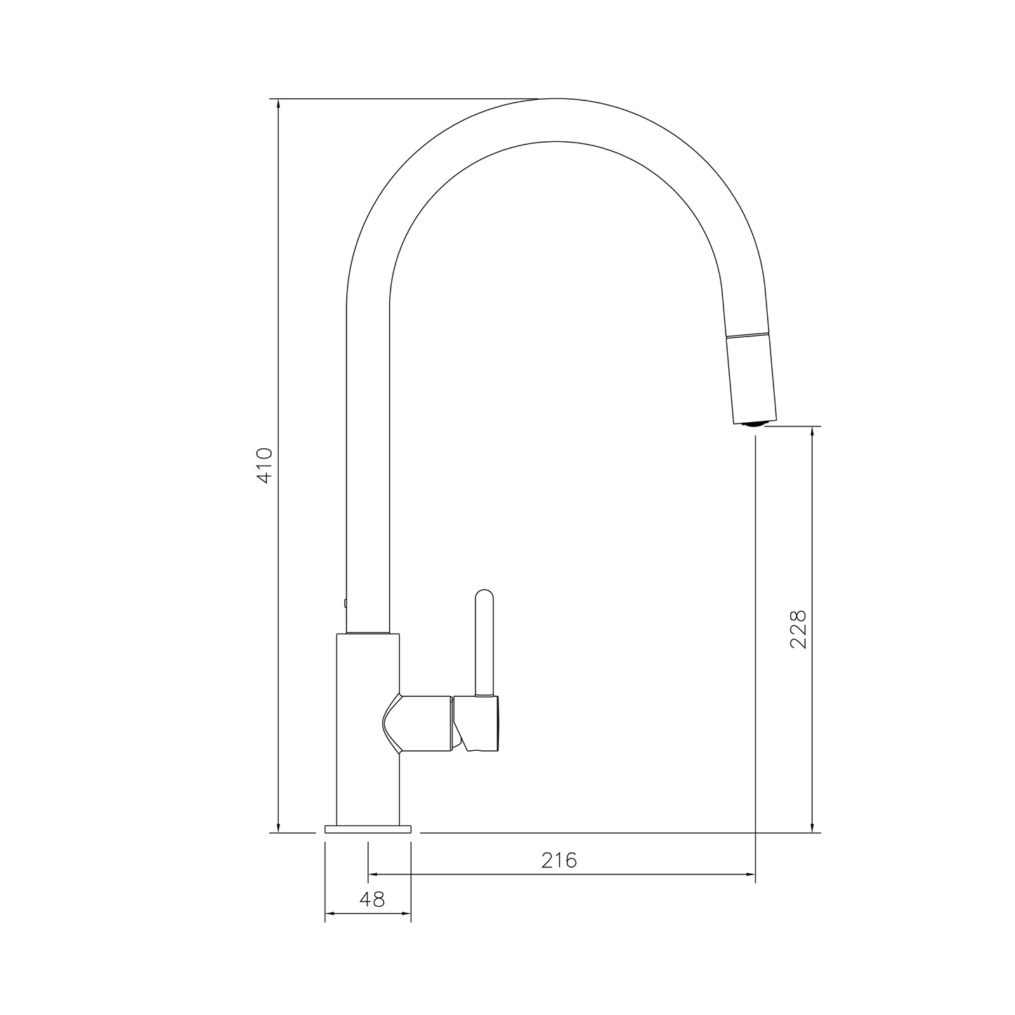 Naples Pull Out Sink Mixer Matte Black