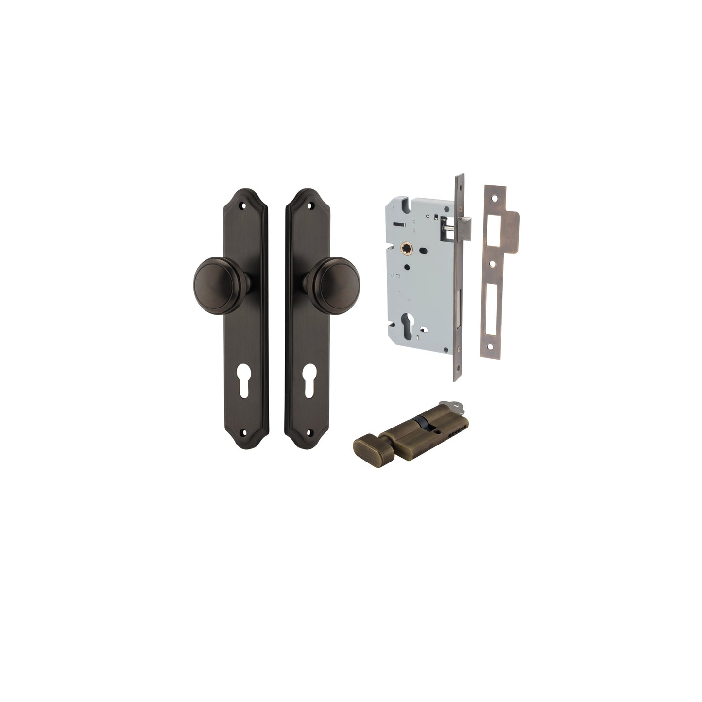 Paddington Knob Shouldered Signature Brass Entrance Kit - Key/Thumb Turn