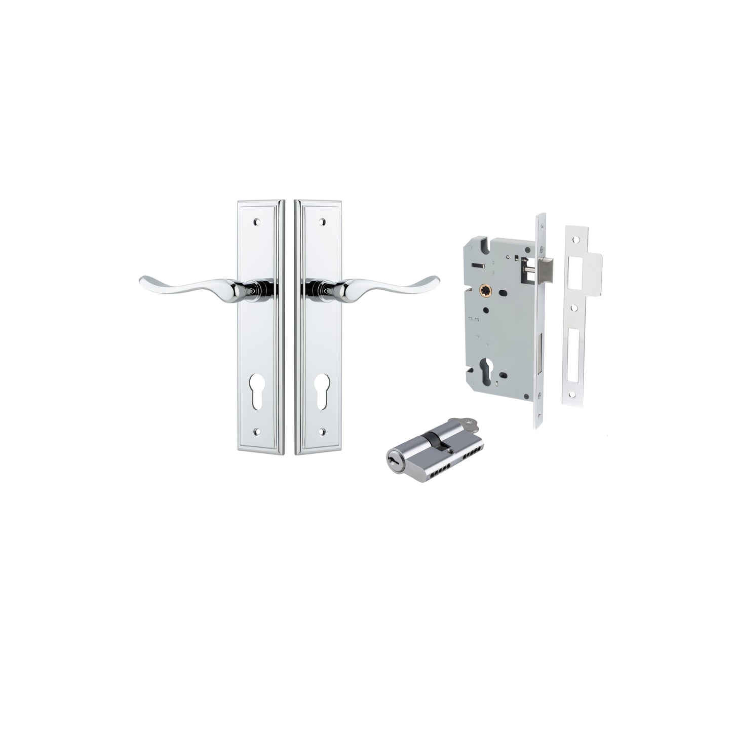 Stirling Lever Stepped Polished Chrome Entrance Kit - Key/Key