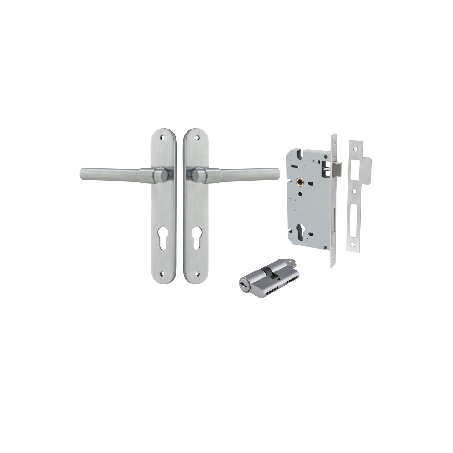 Helsinki Lever Oval Brushed Chrome Entrance Kit - Key/Key