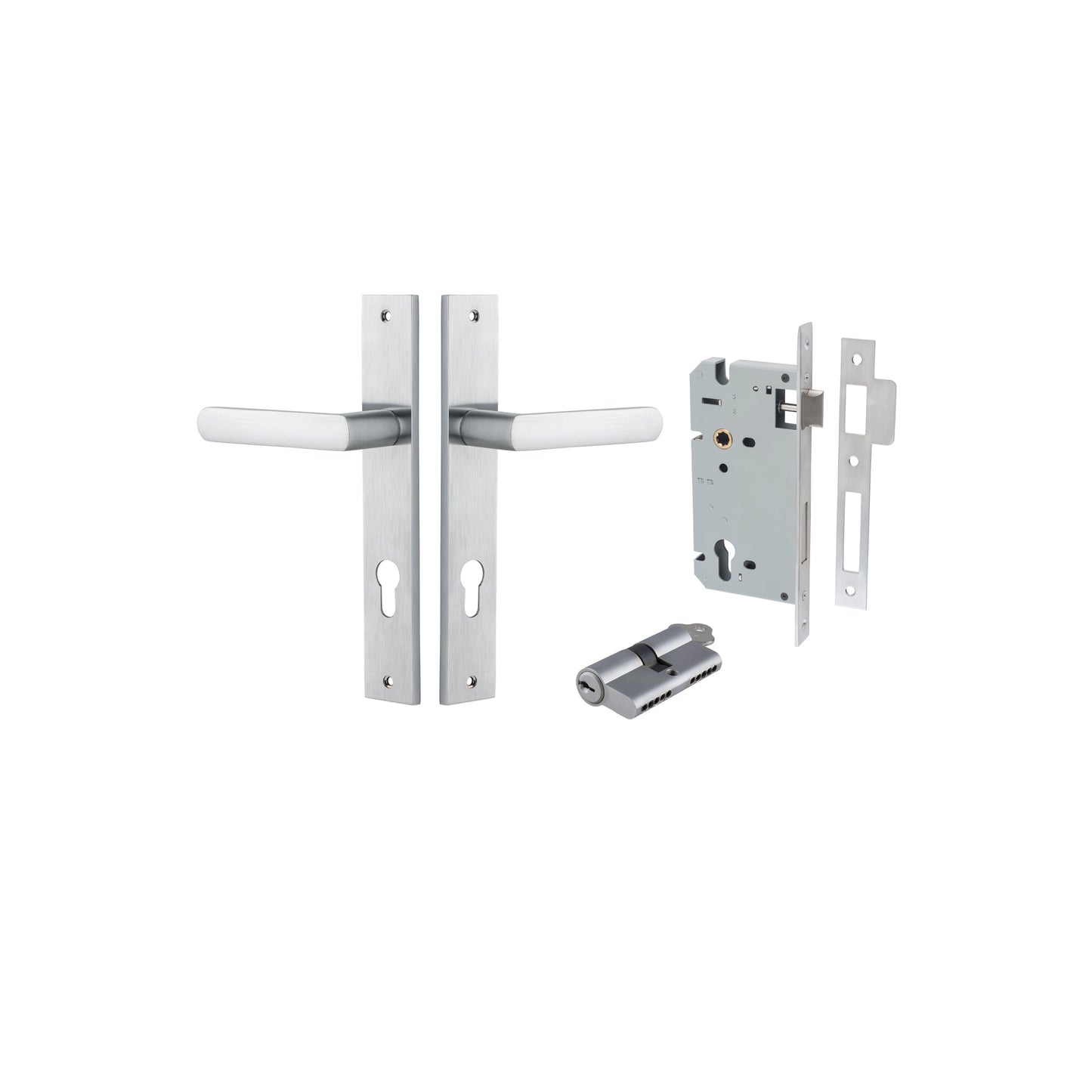 Osaka Lever Rectangular Brushed Chrome Entrance Kit - Key/Key