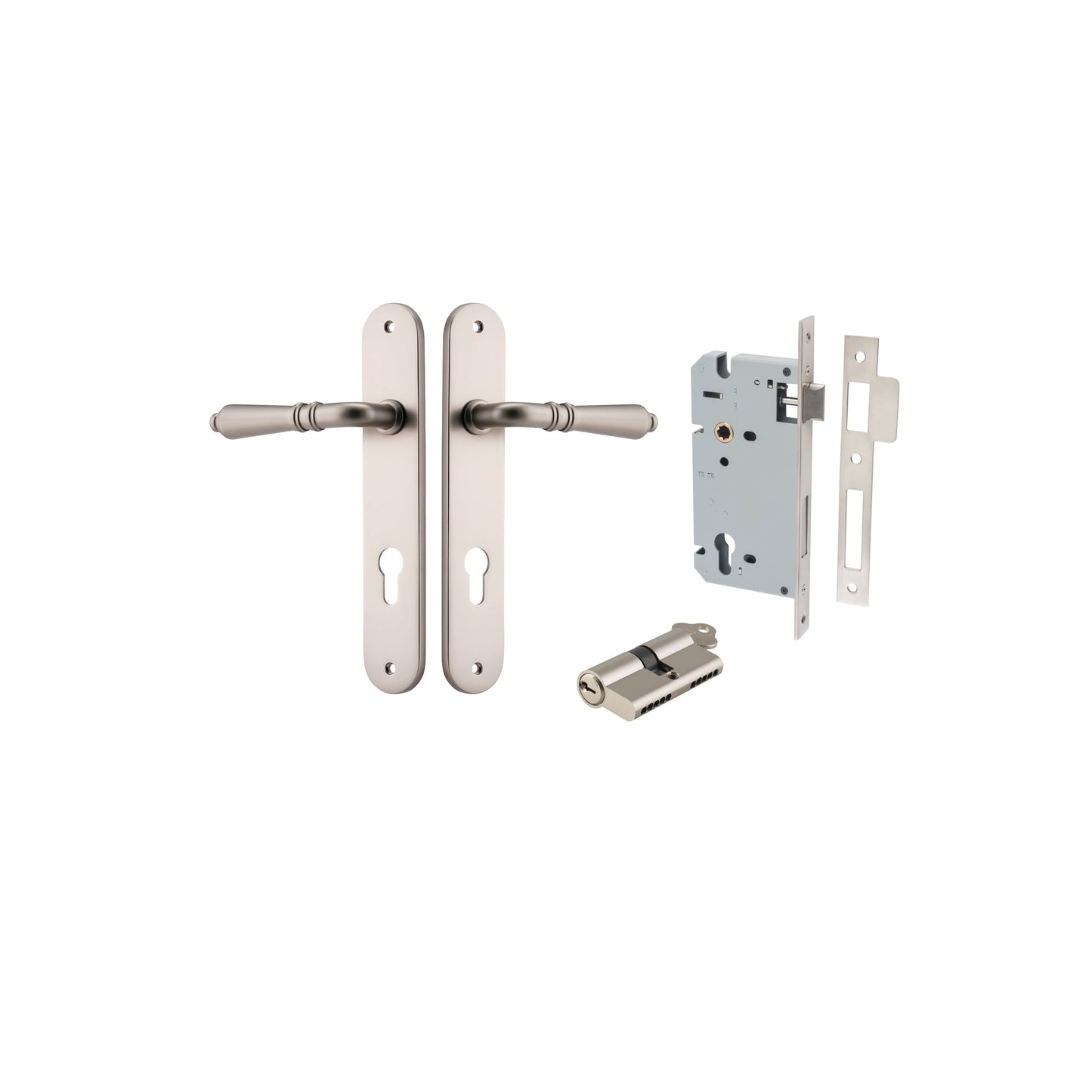 Sarlat Lever Oval Satin Nickel Entrance Kit - Key/Key