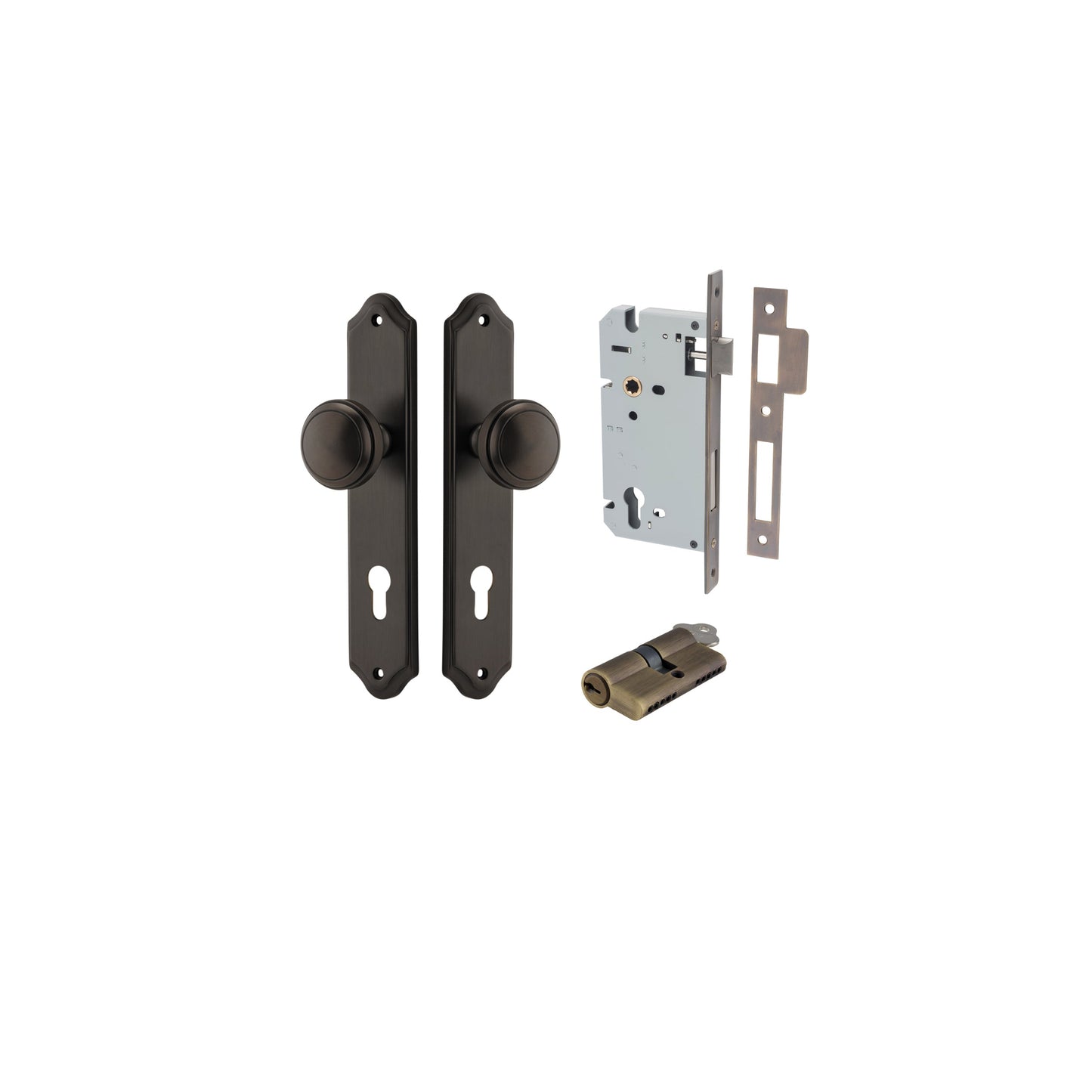 Paddington Knob Shouldered Signature Brass Entrance Kit - Key/Key