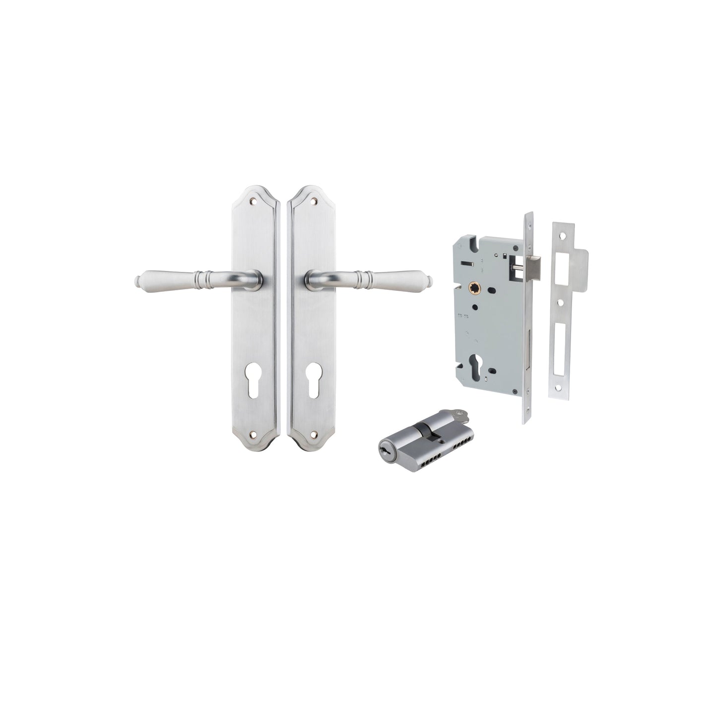 Sarlat Lever Shouldered Brushed Chrome Entrance Kit - Key/Key