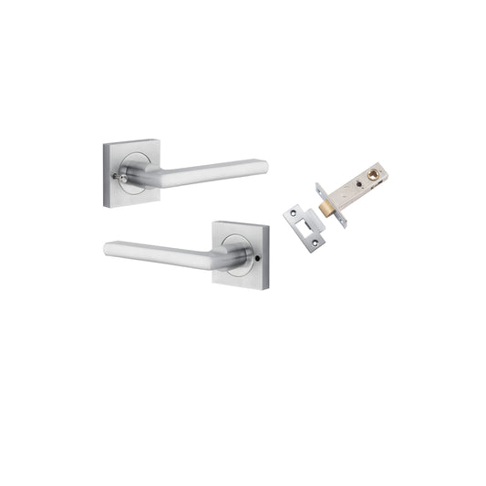 Baltimore Lever on Square Rose Brushed Chrome Inbuilt Privacy Kit