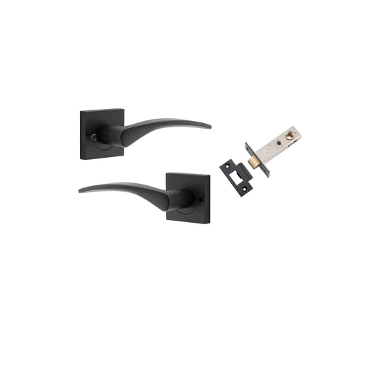 Oxford Lever on Square Rose Matt Black Inbuilt Privacy Kit