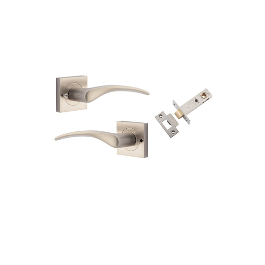 Oxford Lever on Square Rose Satin Nickel Inbuilt Privacy Kit