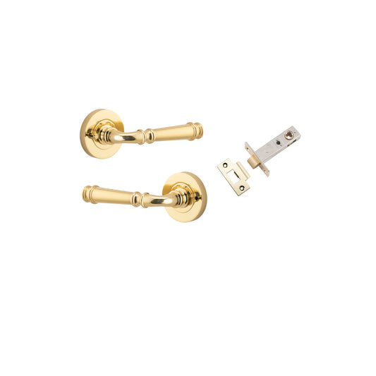 Verona Lever on Rose Polished Brass Inbuilt Privacy Kit