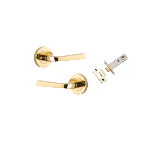 Annecy Lever on Rose Polished Brass Inbuilt Privacy Kit