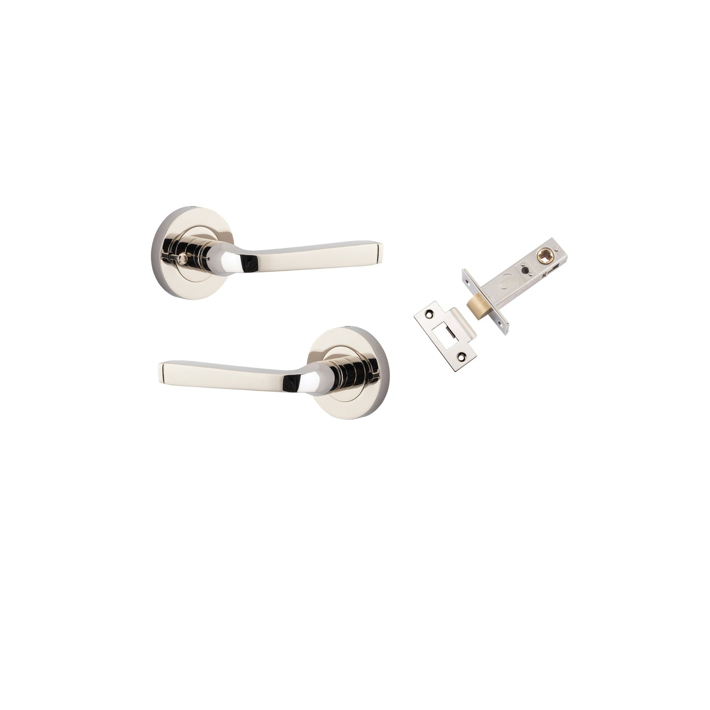 Annecy Lever on Rose Polished Nickel Inbuilt Privacy Kit