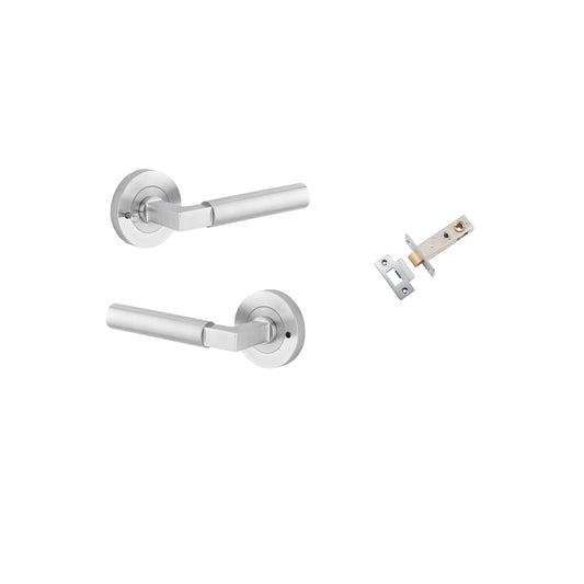 Berlin Lever on Rose Brushed Chrome Inbuilt Privacy Kit