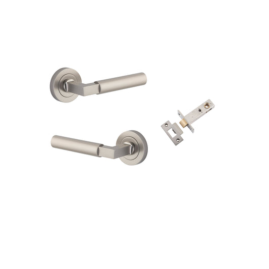 Berlin Lever on Rose Satin Nickel Passage Kit